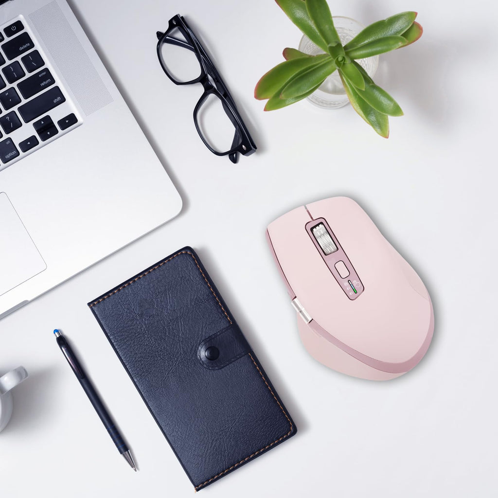 INFINMIND Wireless Bluetooth Side Scroll Mouse with Multi-Device, Ergonomic Computer Mice with Smart Flying Scroll, Quiet Click 4-Level DPI for Computer, Laptop, iPad, Tablet, MacBook (Black)