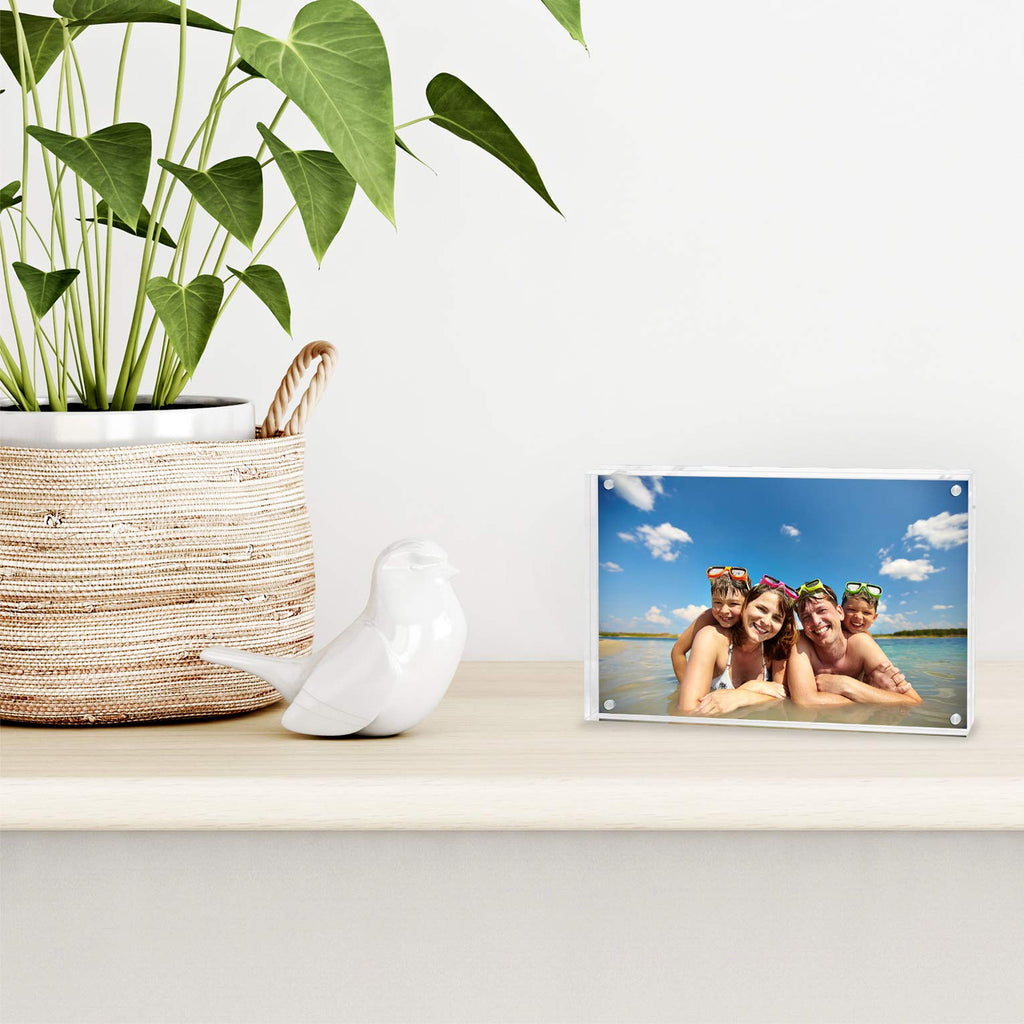 Americanflat 3.5x5 Acrylic Picture Frame - Double Sided Frames with Magnetic Corners - Transparent Acrylic Frames for Desk or Tabletop Display - 3.5x5 Picture Frame with Microfiber Cloth Included
