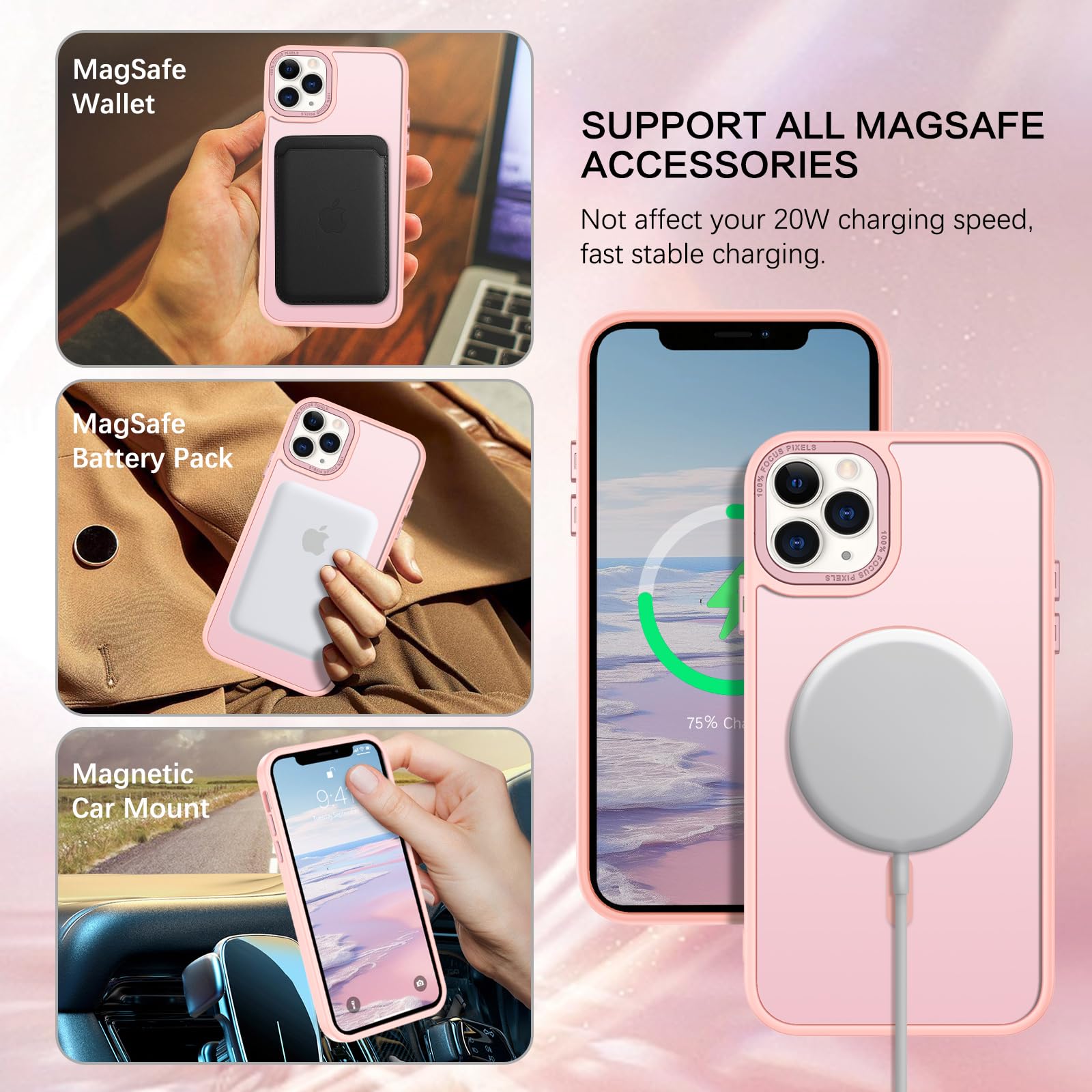 BENTOBEN for iPhone 11 Pro Case 2019 [Compatible with Magsafe] Translucent Matte Magnetic Phone Case iPhone 11 Pro 5.8" Slim Thin Shockproof Bumper Women Men Protective Cases Cover, Black