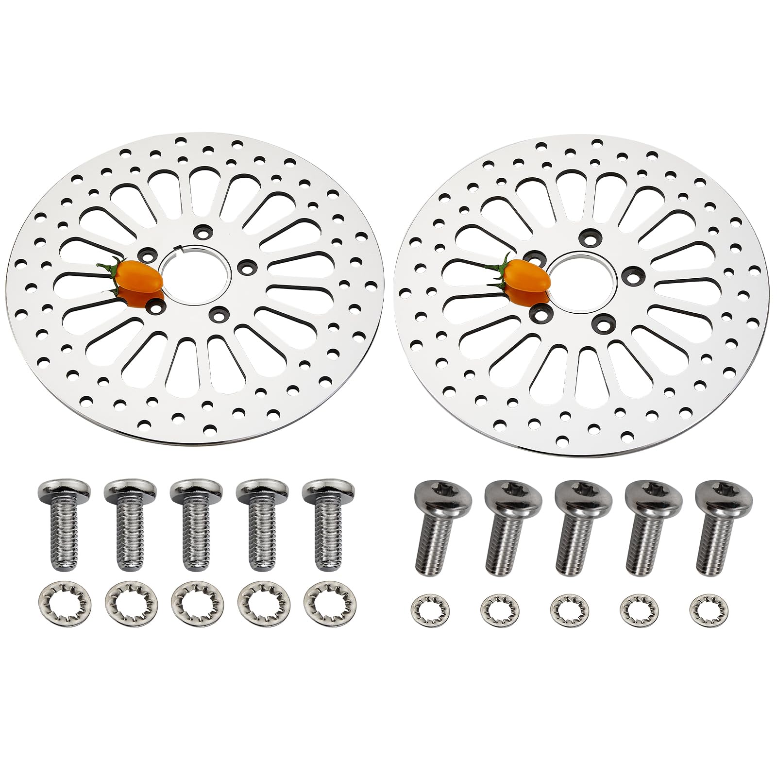 1 Piece Front Rotor and 1 Piece Rear Rotor 11.5'' set for Harley Davidson Touring Softail Sportster Dyna Early Super Glide Motorcycle,Heat Dissipation Mirror-Polished Stainless Steel Rotors