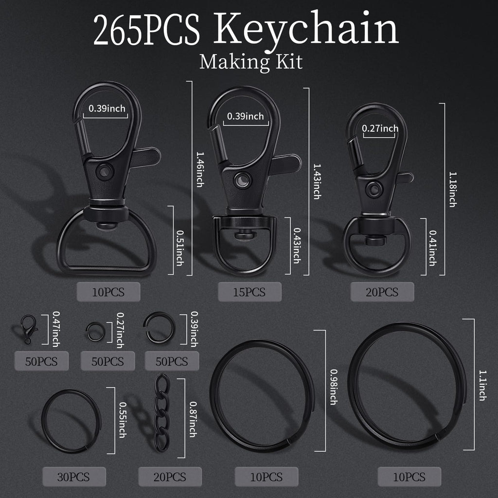 LEOBRO Keychain Making Kit, 265PCS Keychains Clips and Key Rings, Well Crafted Sturdy Key Chain Making Kit, Key Chain Rings, Keychains Hooks, for Key Chains, Lanyard, Jewelry Making, Crafts, Silver