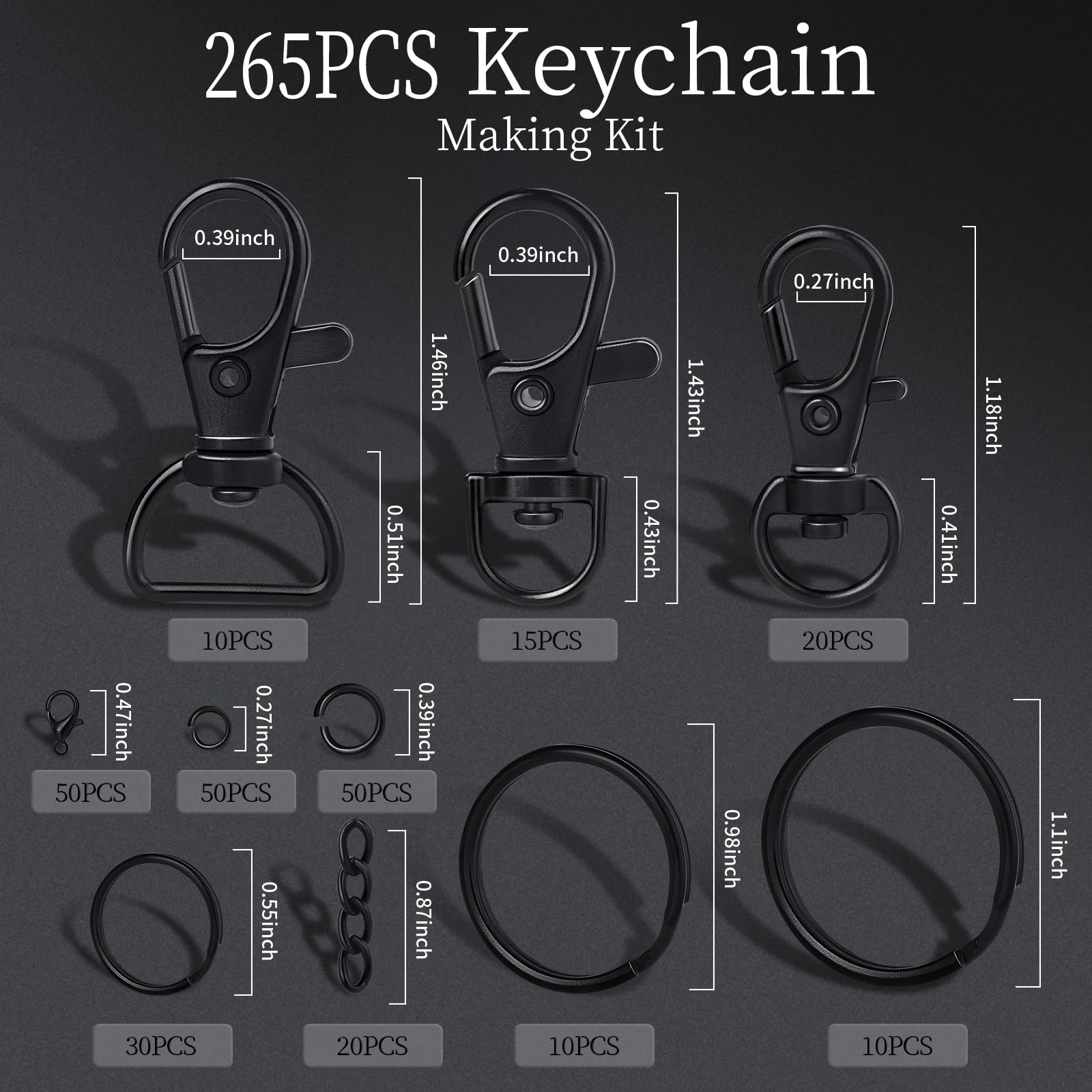 LEOBRO Keychain Making Kit, 265PCS Keychains Clips and Key Rings, Well Crafted Sturdy Key Chain Making Kit, Key Chain Rings, Keychains Hooks, for Key Chains, Lanyard, Jewelry Making, Crafts, Silver