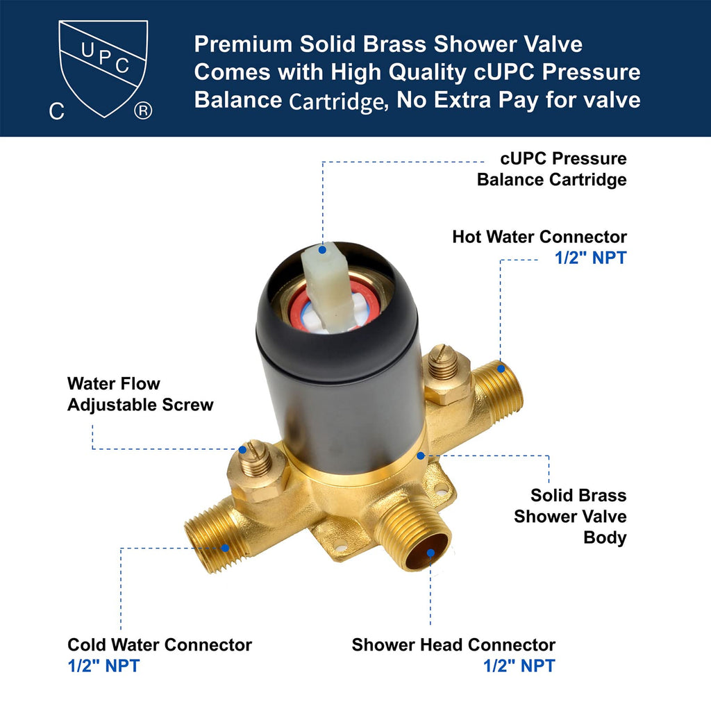 Shower Tub Kit Tub Shower Faucet Combo Set Bathtub Faucet Set Shower System with Tub Spout Shower Valve and Trim Kit Shower Fixtures Brushed Gold