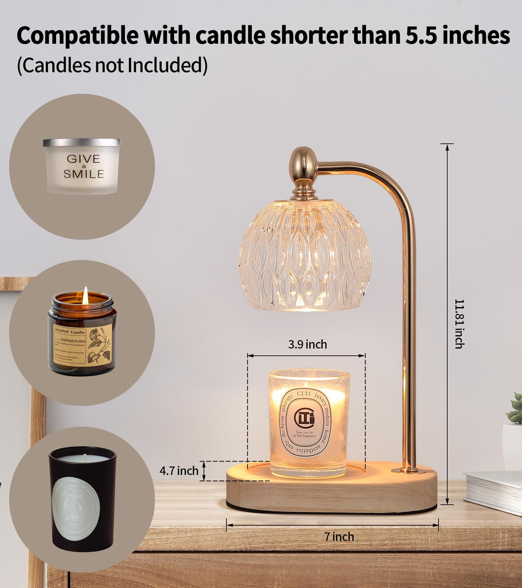 MEIXISUE Candle Warmer Lamp with Timer and Dimmer,Electric Amber Light Gifts for Women Melt Wax Warmer Lamp with 2 Bulbs for Candle Jars House Warming New Home Decor