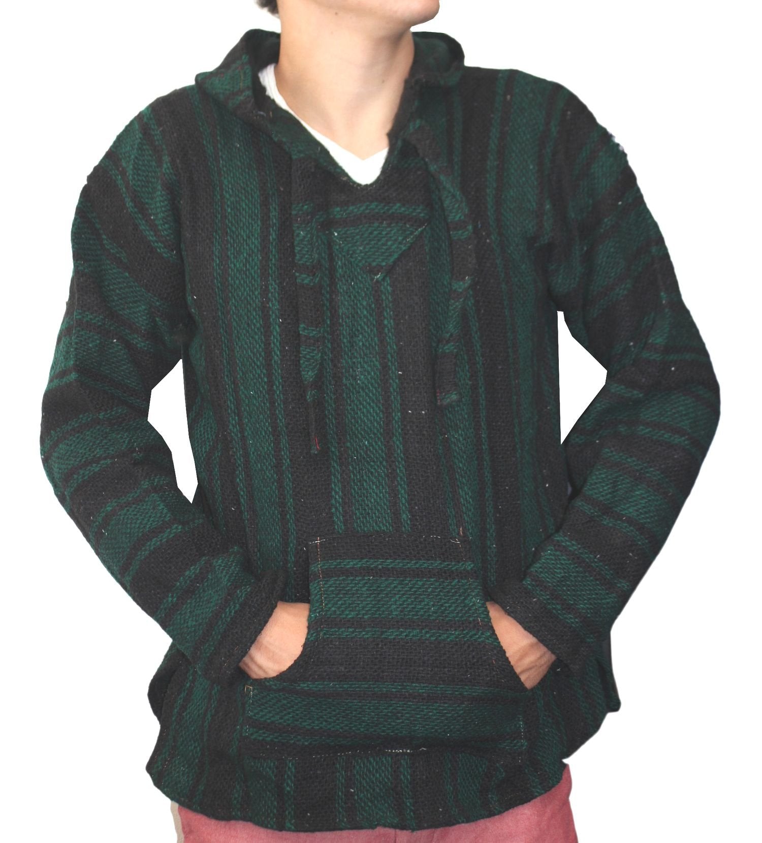 Del Mex Mexican Baja Hoodie Hippie Surf Poncho Sweater Sweatshirt Pullover Jerga