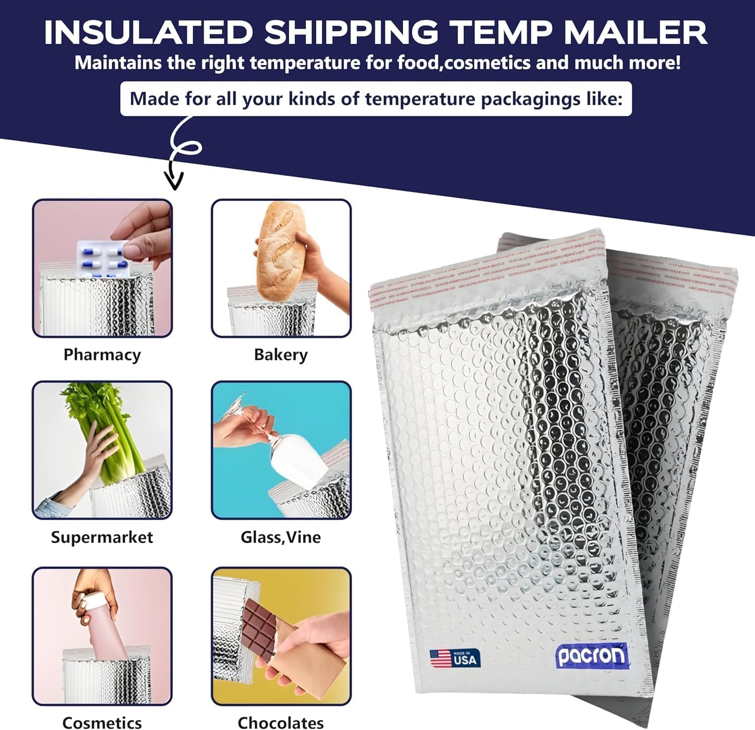 200-Pack Insulated Silver Thermal Bubble Mailers 6 x 7 - Waterproof Metallic Foil Self-Sealing Padded Envelopes for Cold Shipping, Perishables, Food, Cosmetics, Pharmaceuticals