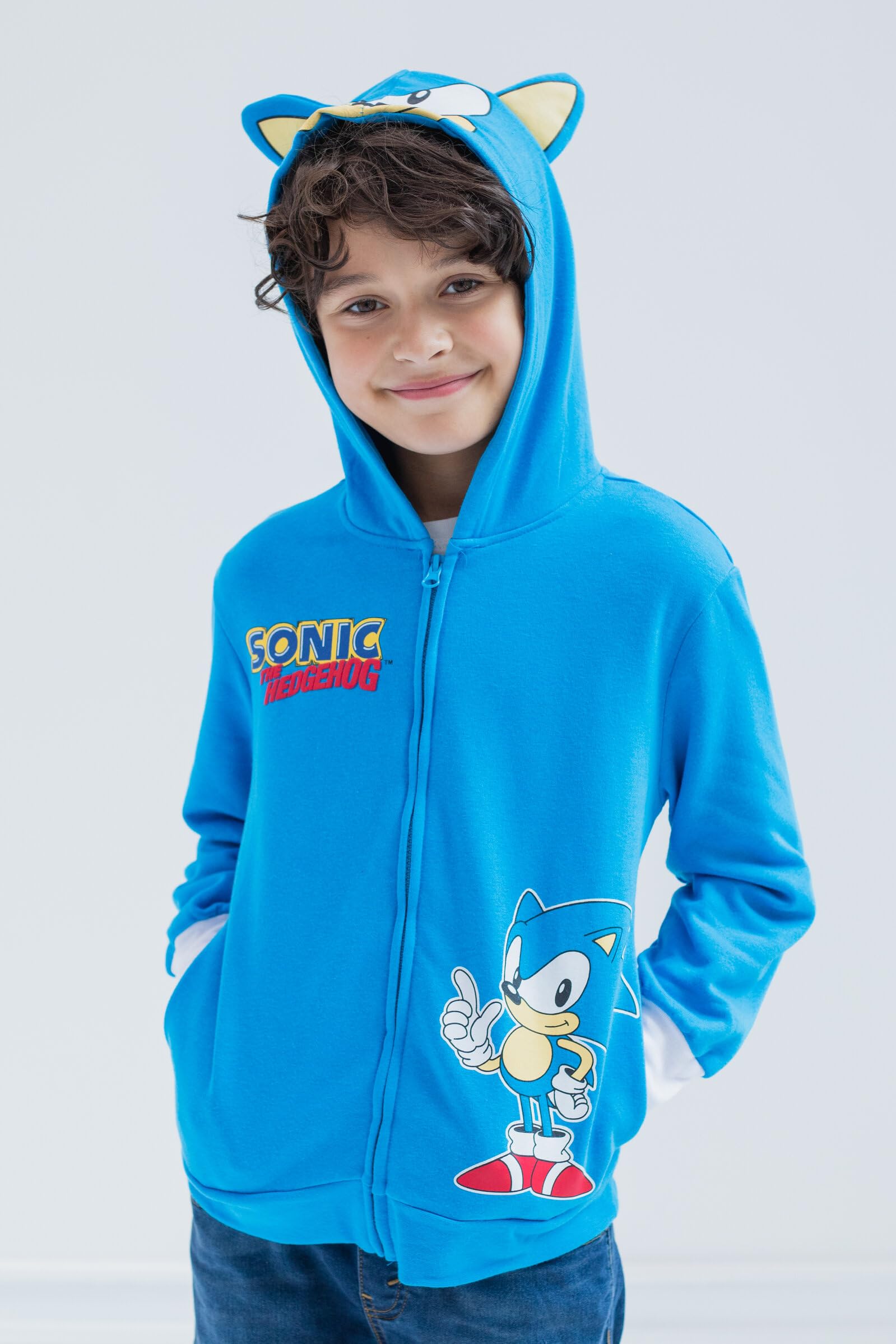 SEGA Sonic the Hedgehog Cosplay Fleece Zip-Up Hoodie Toddler to Big Kid