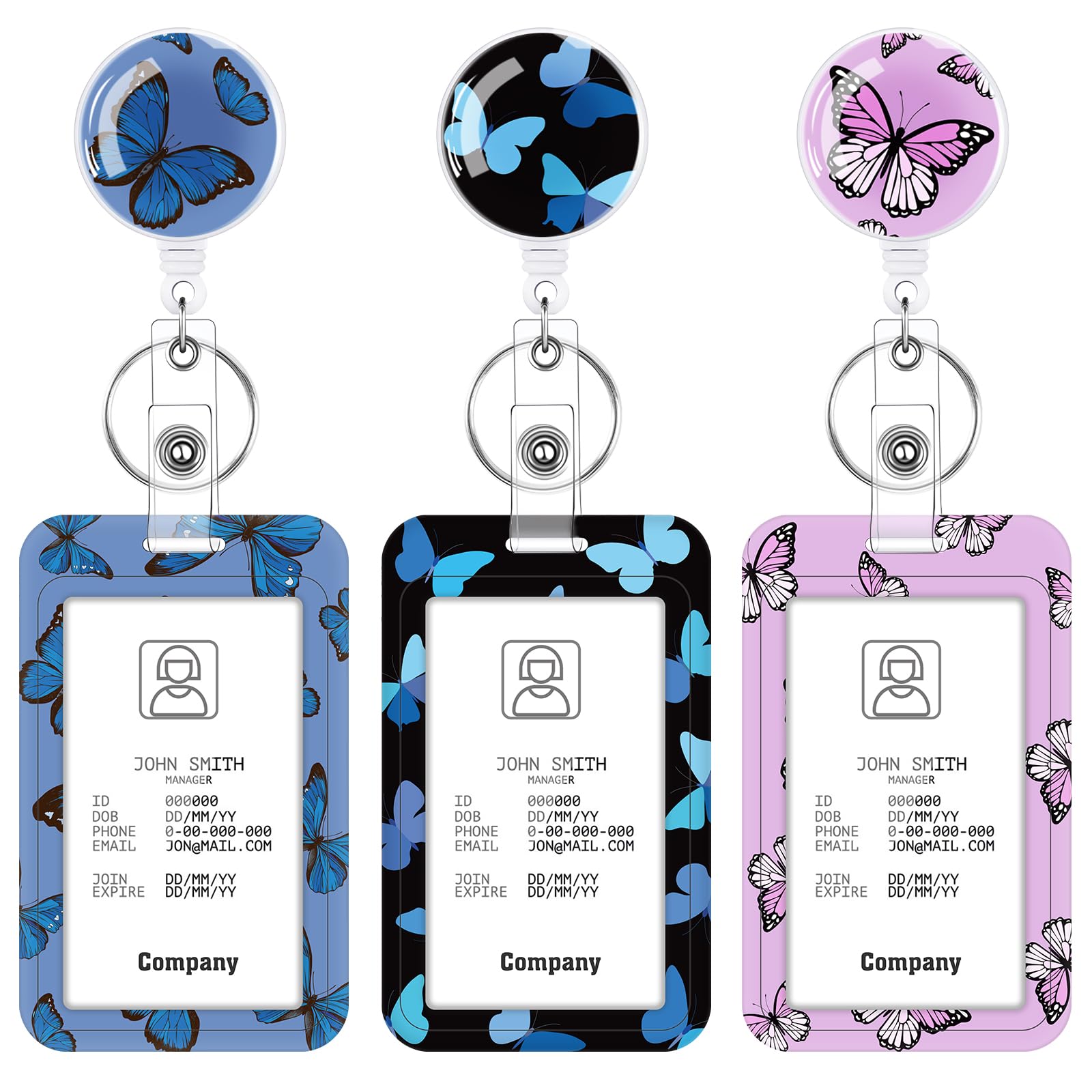 3 Set Badge Holder Retractable Reel Bloom ID Badge Holders with Clip Cute Name Badge Holders for Teacher Nurse Doctor Student Office Workers