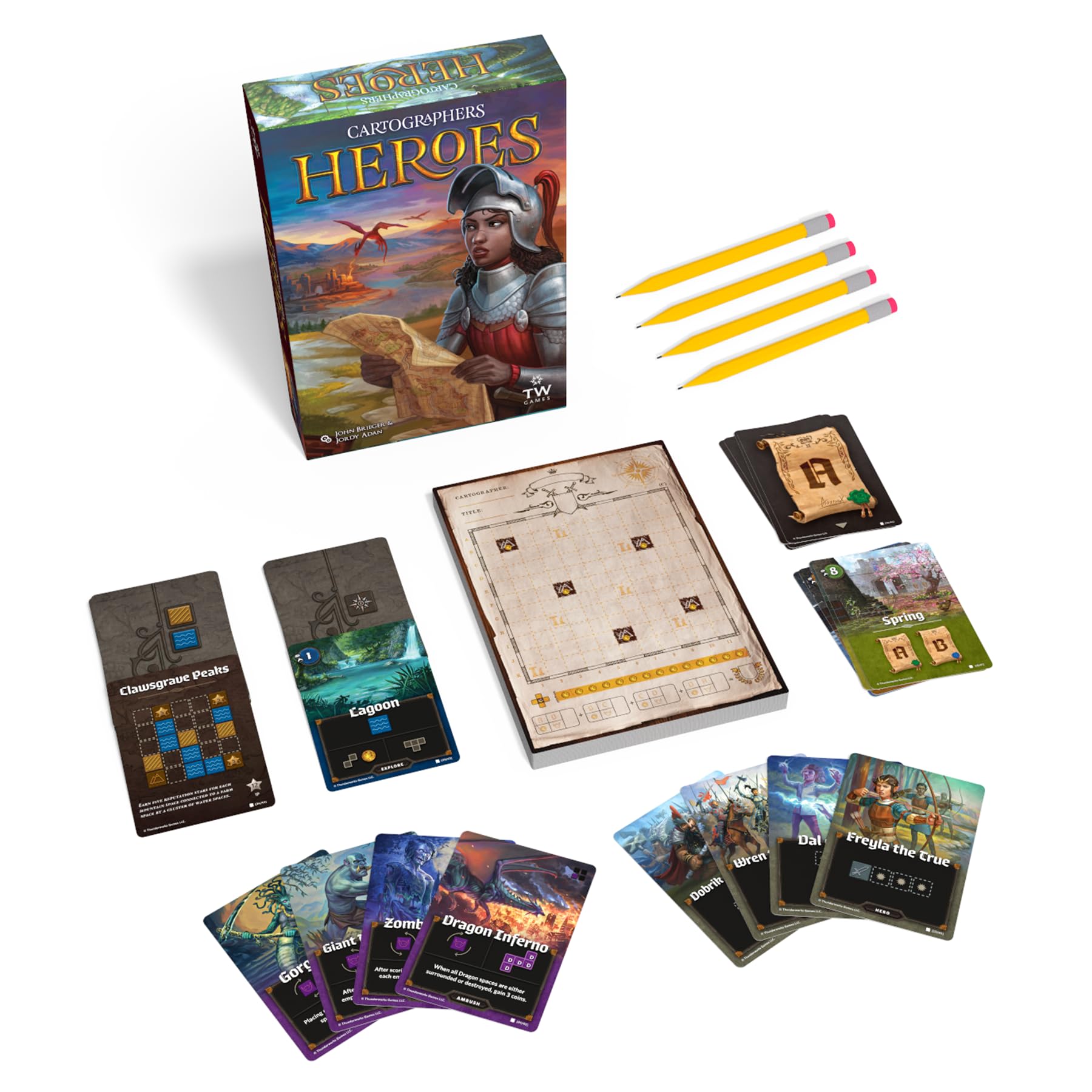 Cartographers Board Game | Award-Winning Game of Map Drawing | Strategy Flip and Write Family Game of Fantasy Cartography | 30-45 Minutes for 1-99 Players Ages 10+ | Thunderworks Games