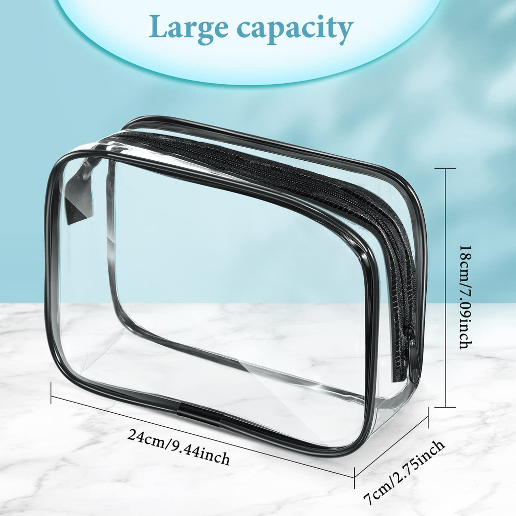 Weewooday 12 Pieces Clear Makeup Bags Cosmetic Storage Bags PVC Zipper Pouches Travel Waterproof Makeup Plastic Case for Women Organizing Toiletries Traveling Bathroom(Medium,Black)