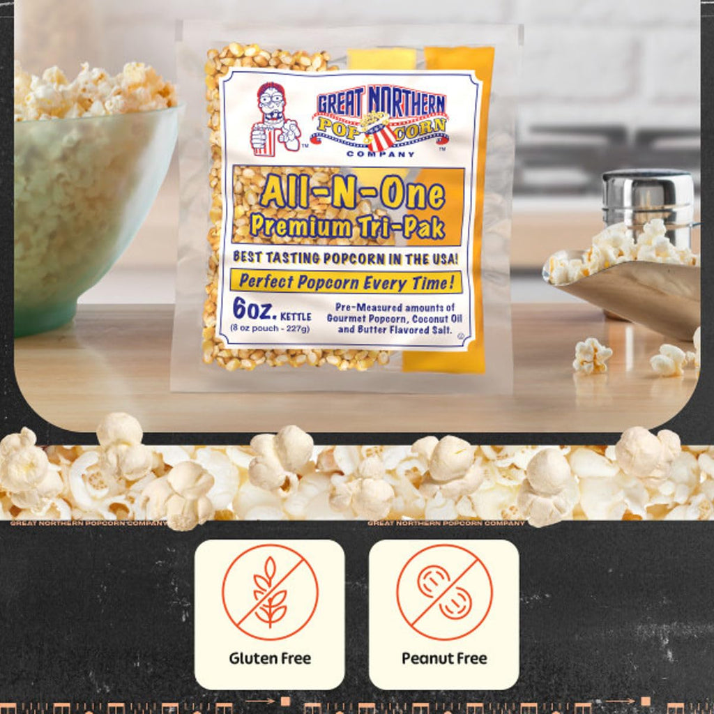 2.5oz Popcorn Packs - Pre-Measured, Movie Theater Style, All-in-One Kernel, Salt, Oil Packets for Popcorn Machines by Great Northern Popcorn (40 Case)