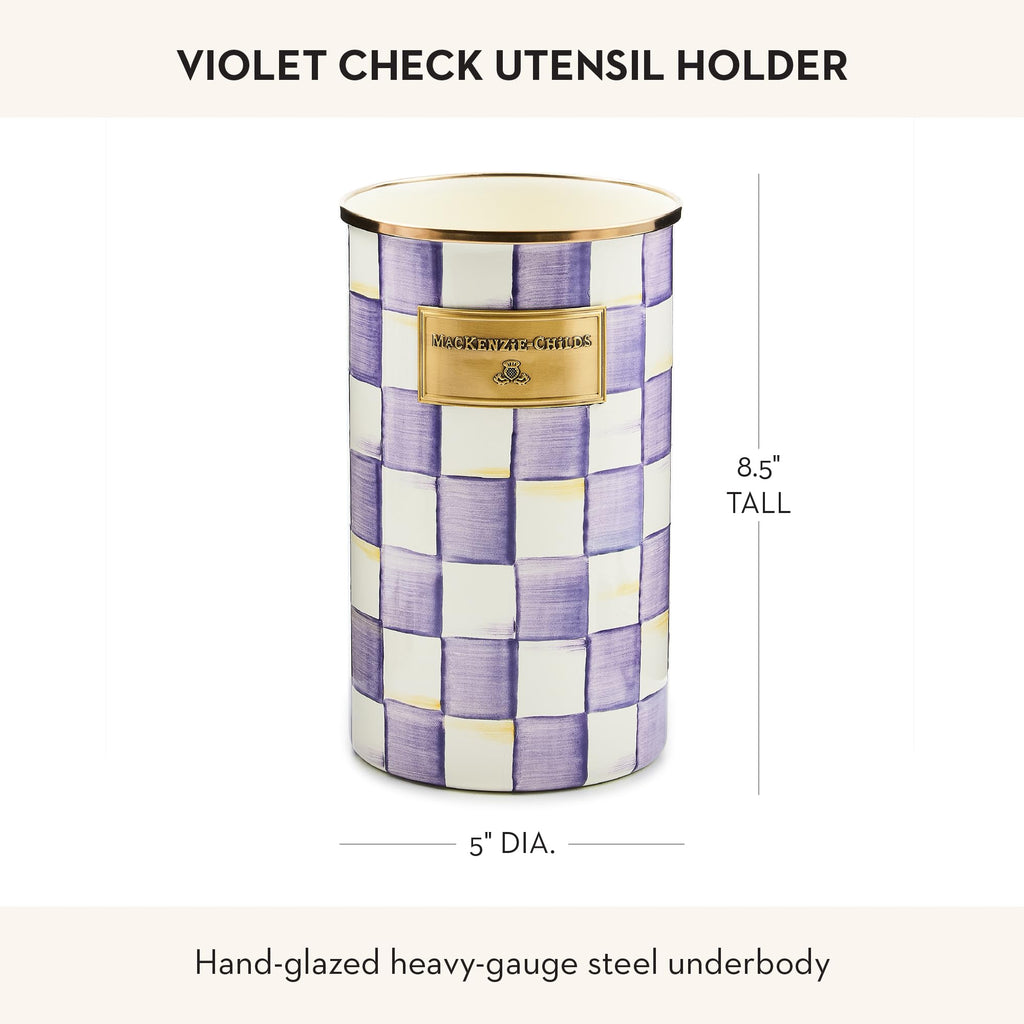 MACKENZIE-CHILDS Enamel Utensil Holder, Stylish Kitchen Countertop Organizer, Wild Rose Brown