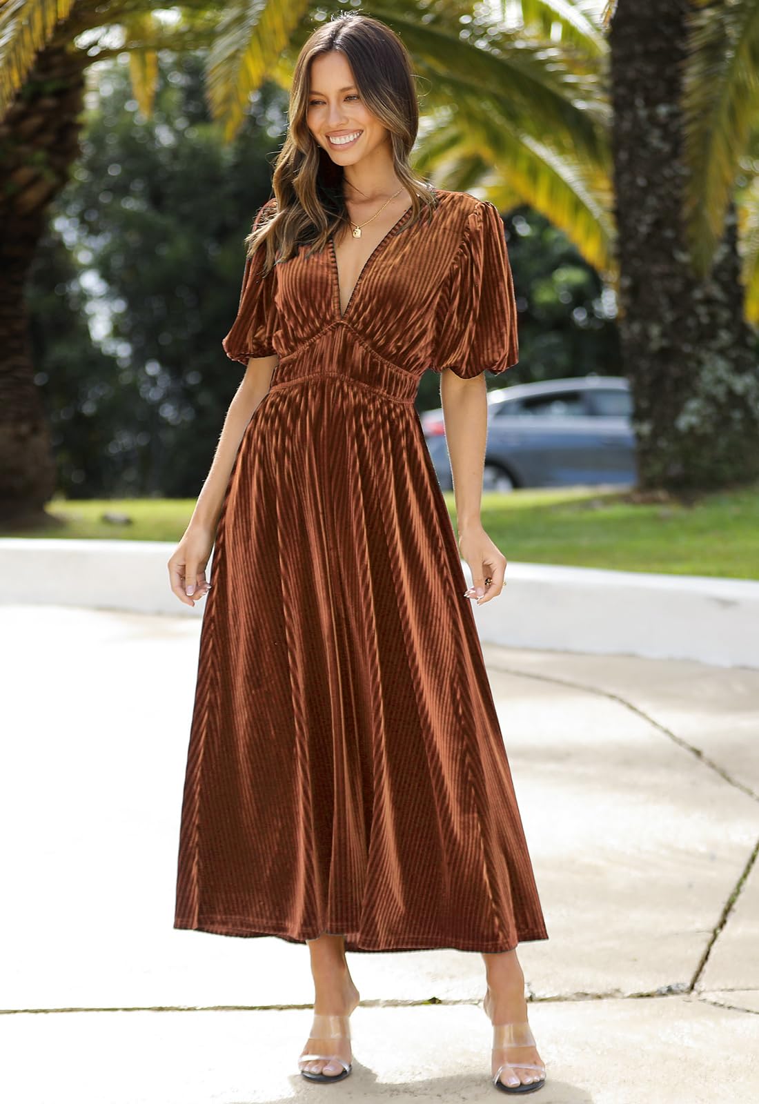 Sissyaki Women's Velvet Formal Dresses for Wedding Guest 2025 Fall Winter Dress