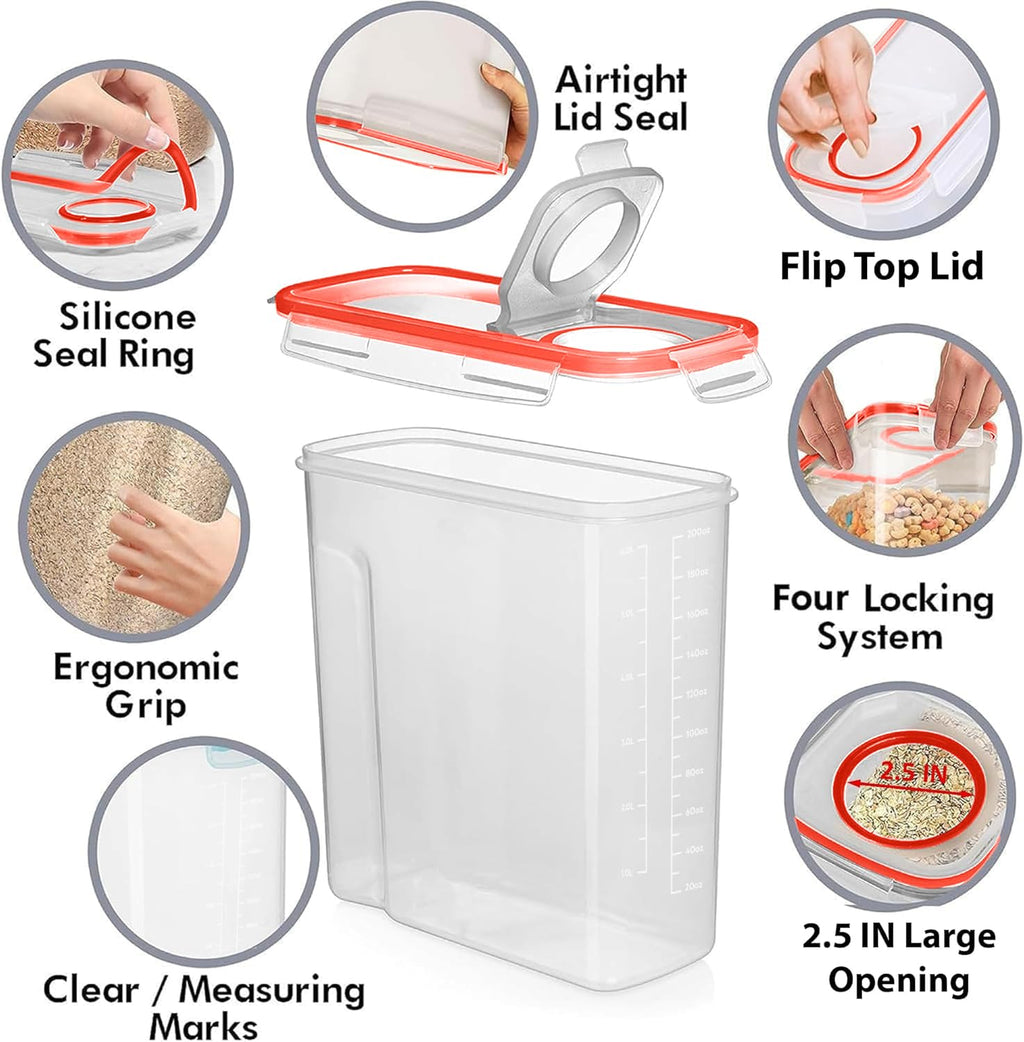 Shazo 2 Pack (6.3L / 213OZ) EXTRA Large Airtight Food Storage Cereal Containers for Bulk Food Storage BPA-Free Plastic Container, Pantry Organization and Canister for Rice, Pasta, Sugar & Flour