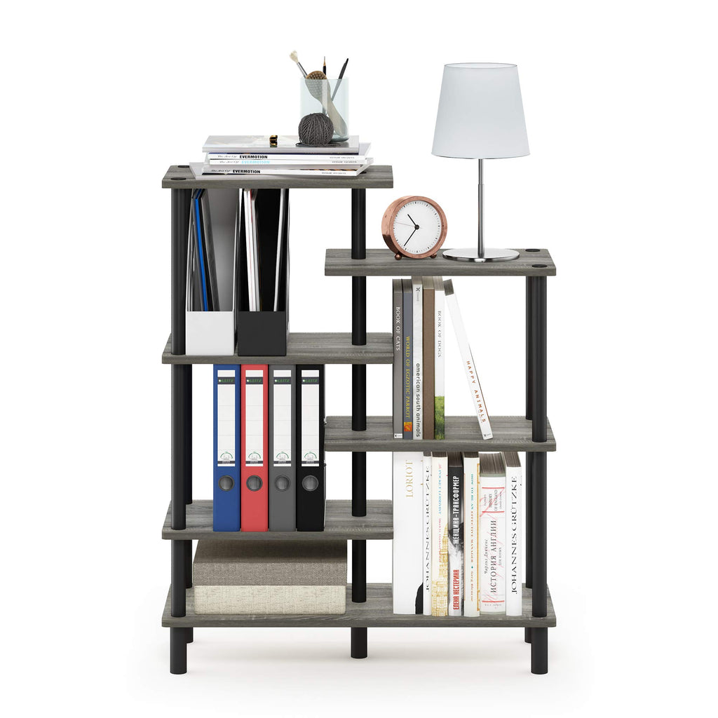 Furinno Turn-N-Tube 4-Tier Design Display Rack, Espresso/Black