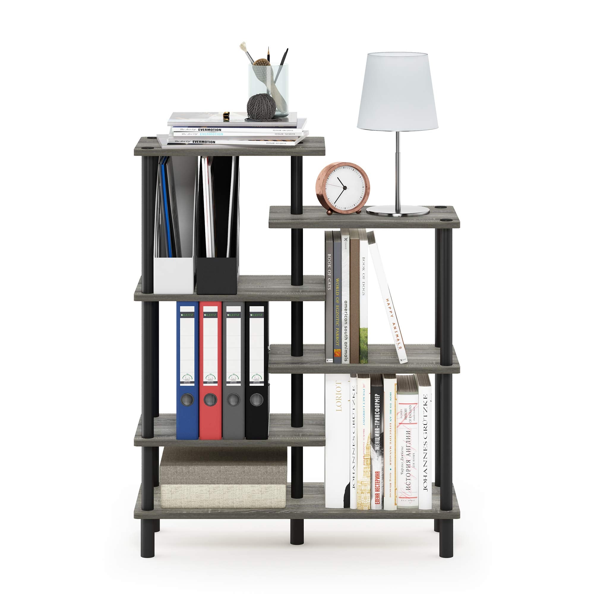 Furinno Turn-N-Tube 4-Tier Design Display Rack, Espresso/Black