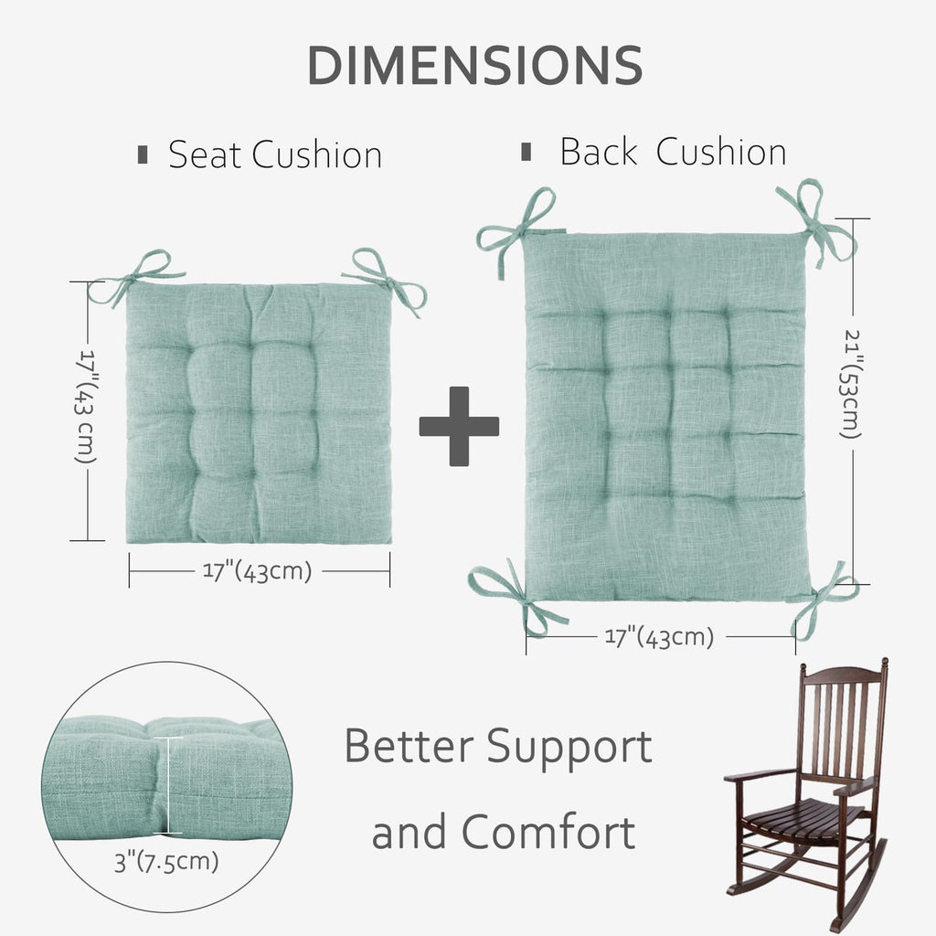 ELFJOY Rocking Chair Cushion Large Rocking Chair Pads with Ties Premium Tufted High Back and Seat Cushion 2 Piece Set Black