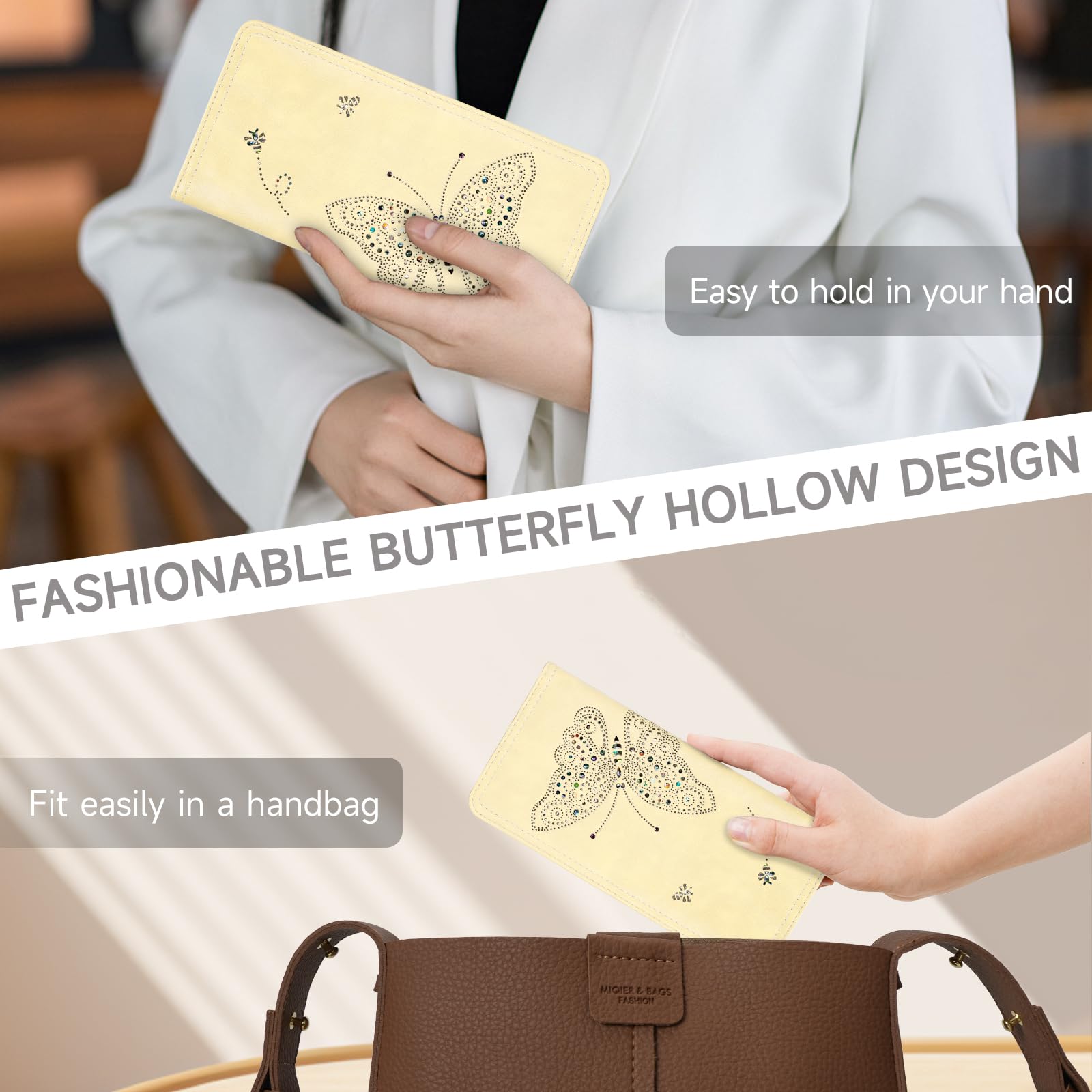 KITEVIUN RFID Wallet Women Ultra Slim Thin Womens Wallet Compact Clutch Long Ladies Wallet for Women WHITE