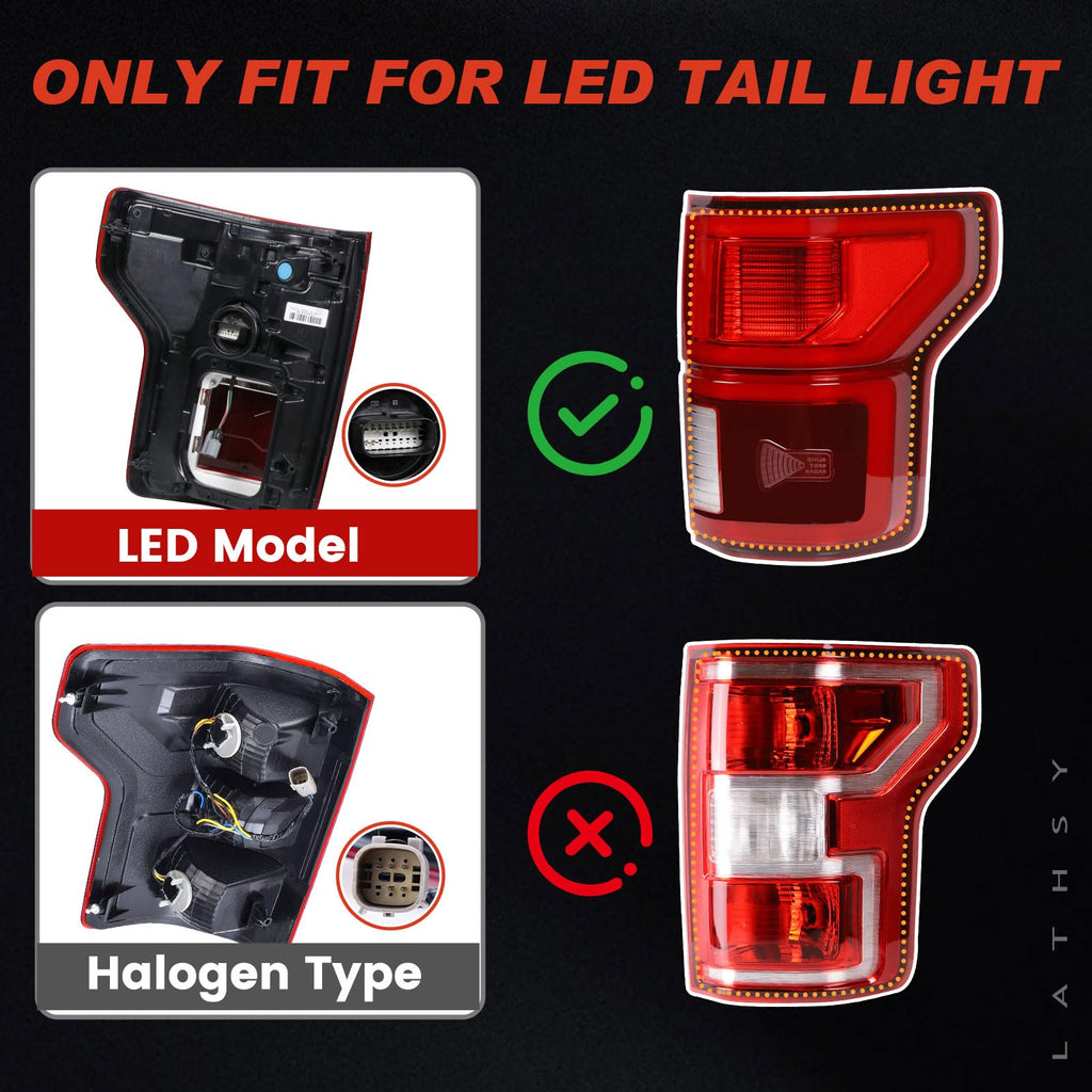 LED Tail Light Compatible With Ford F150 F-150 2018 2019 2020 W/Blind Spot Left Driver Side Taillights Taillamps Brakelights Replace Part Number:KL3Z13405B