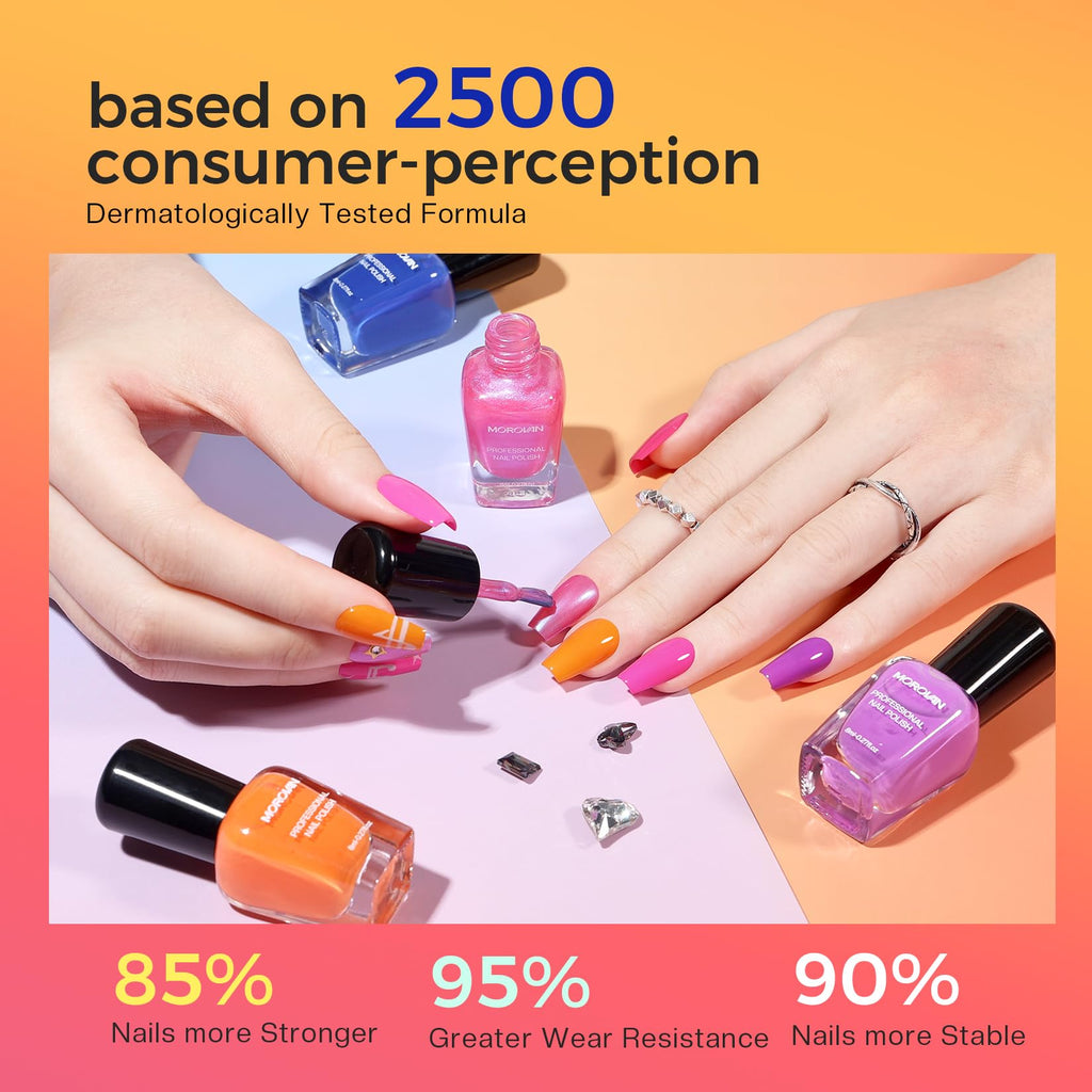 Morovan 15 Bright Color 0.27oz Air Quick Dry Long Lasting Nail Polish Gift Set for Women