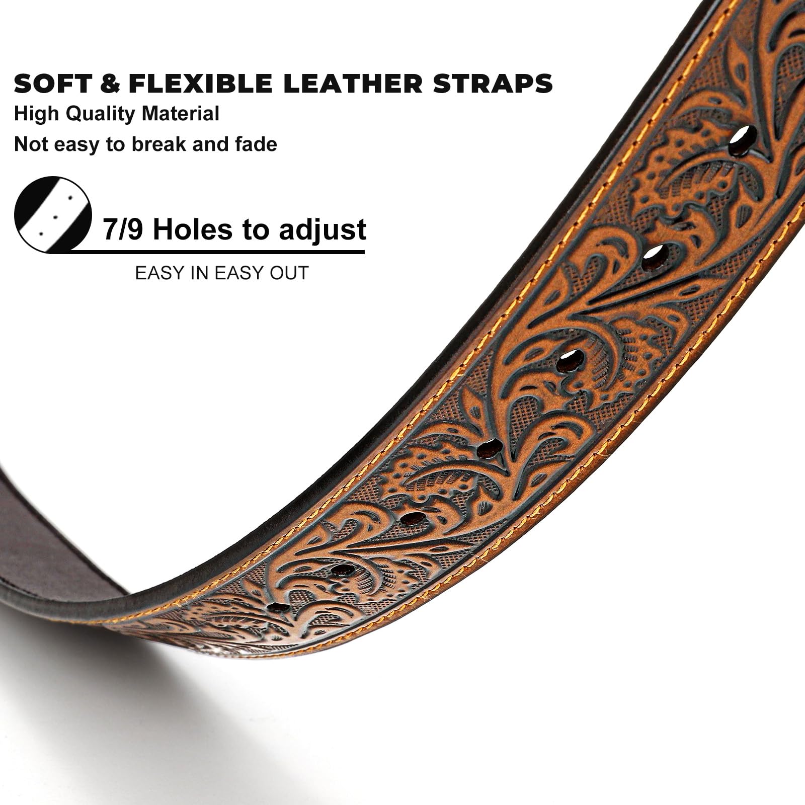 BELTROAD Western Leather Belt Strap for Men Women Cowboy Cowgirl Leather Mens Belts for Jeans Birthday Christmas Belt Gifts