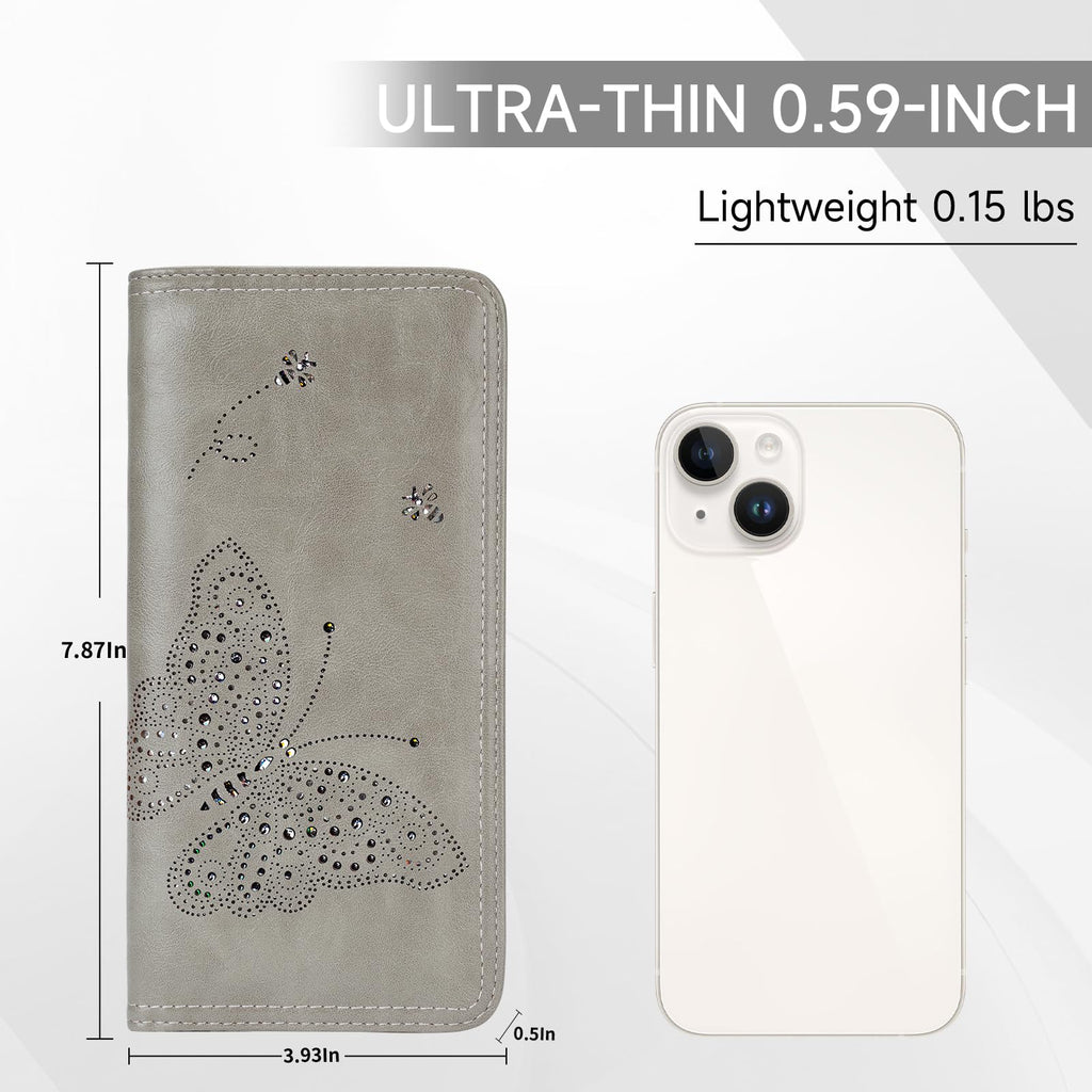 KITEVIUN RFID Wallet Women Ultra Slim Thin Womens Wallet Compact Clutch Long Ladies Wallet for Women WHITE