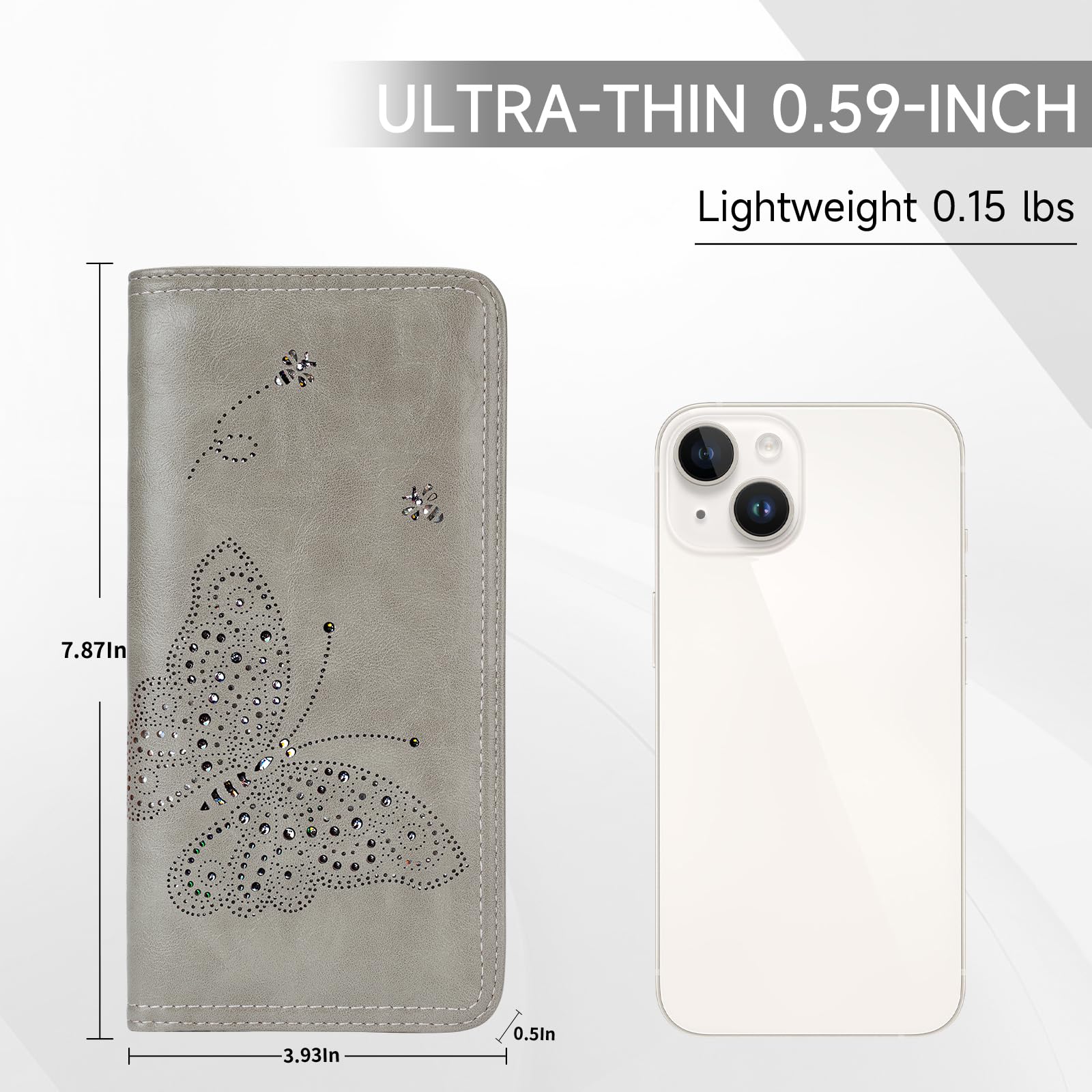 KITEVIUN RFID Wallet Women Ultra Slim Thin Womens Wallet Compact Clutch Long Ladies Wallet for Women WHITE
