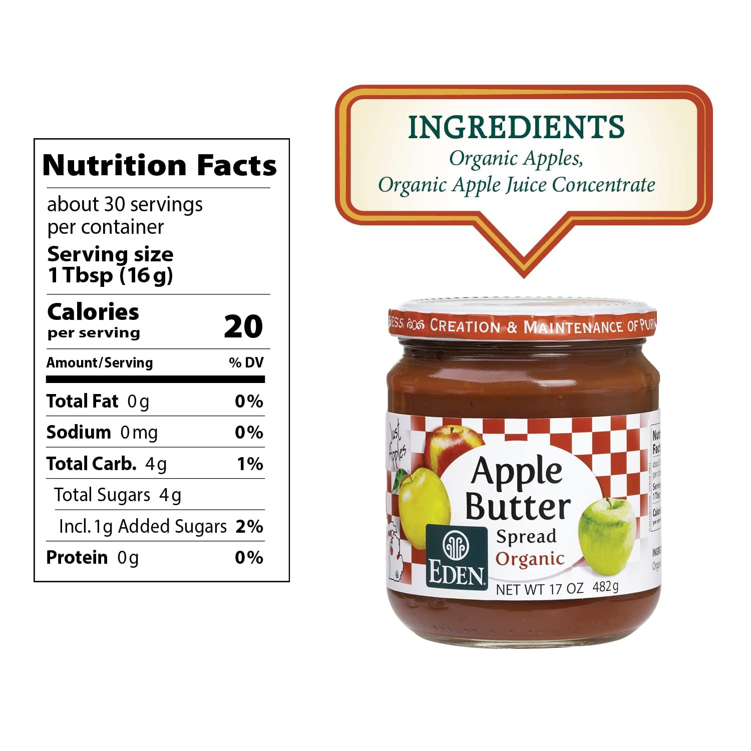 Eden Foods Organic Apple Butter, 17 OZ