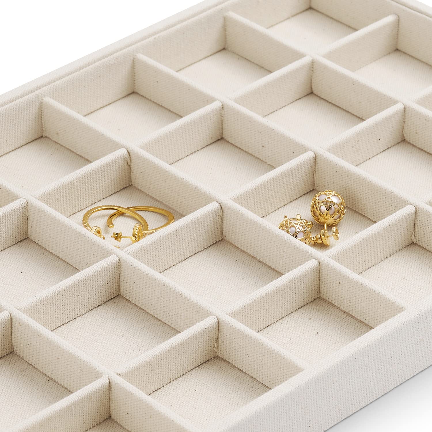 Oirlv linen Jewelry Display Trays Stackable Necklace Bracelet Ring Showcase Display Empty Plate(Pack of 1)