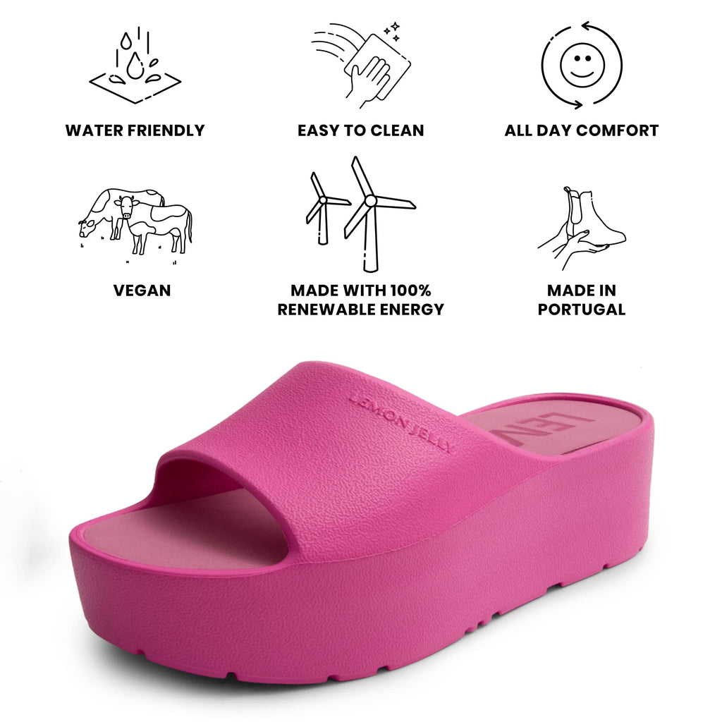 Lemon Jelly Women's Sunny Platform Sandals - Cute Water-Friendly Comfort Wedges for the Beach or Casual Wear - Super Lightweight Slip-On Flip Flops for Ladies