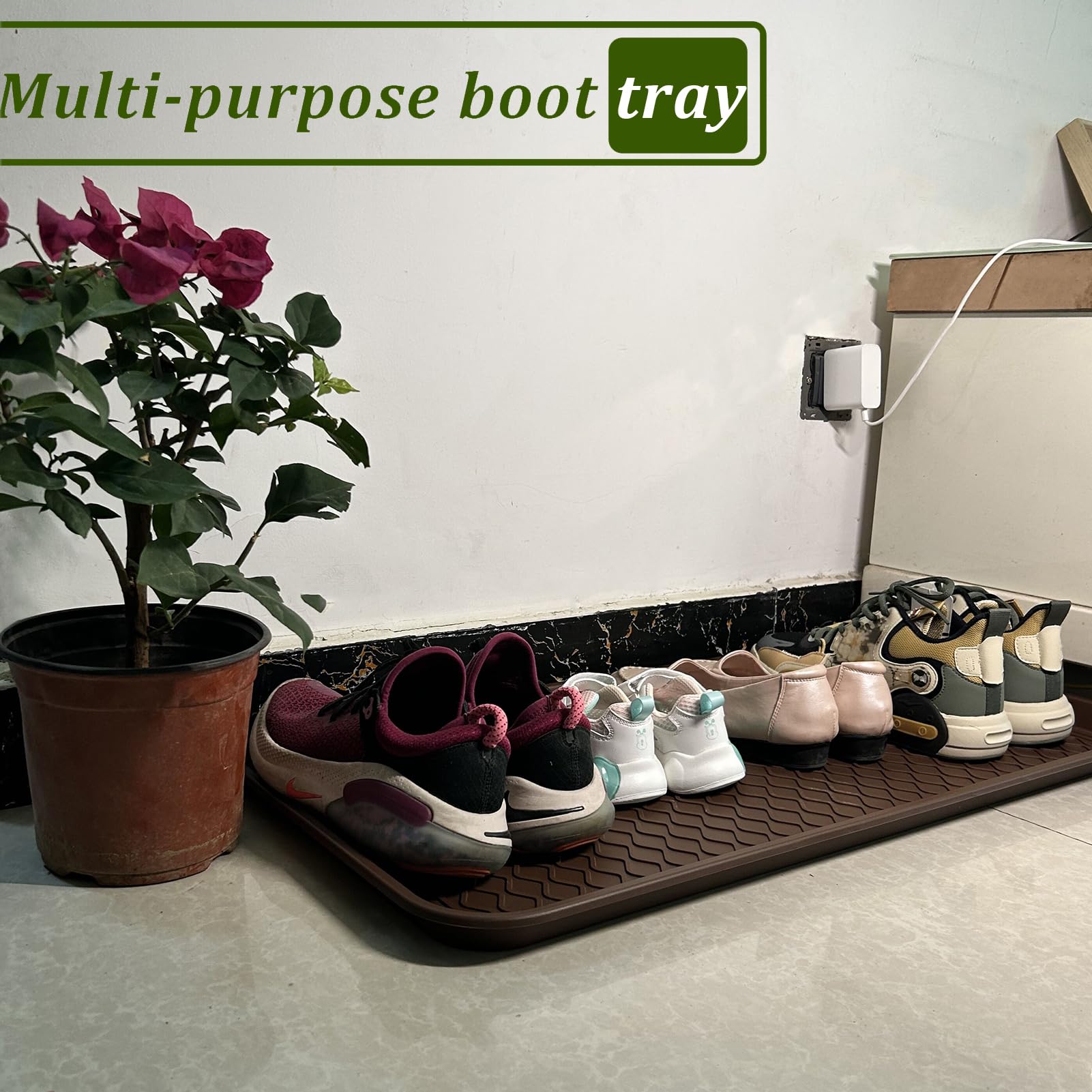 2 Pack Large Multifunctional Tray Mat Washable Indoor or Outdoor Tray Mat for Shoes Boots Plants Pots Paint Tins Pet Bowls Car Storage, 30 x 15 x 1.2 Inches