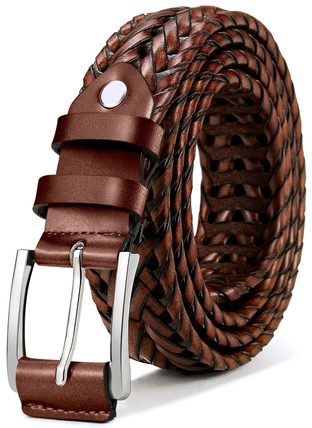 BULLIANT Mens Belts,Leather Woven Braided Belts for Gift Men Casual Jeans Golf