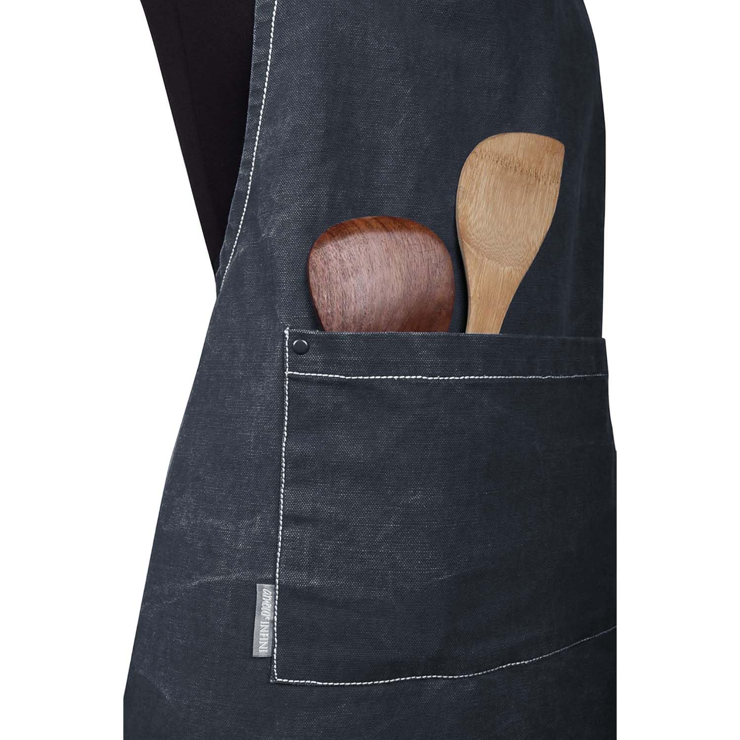 AMOUR INFINI Cotton Aprons for Women with Pocket, Adjustable Strap & Waist Ties - Washable Aprons for Baking, Cooking, Gardening (27.5 x 33 Inches - Blooming Floral)
