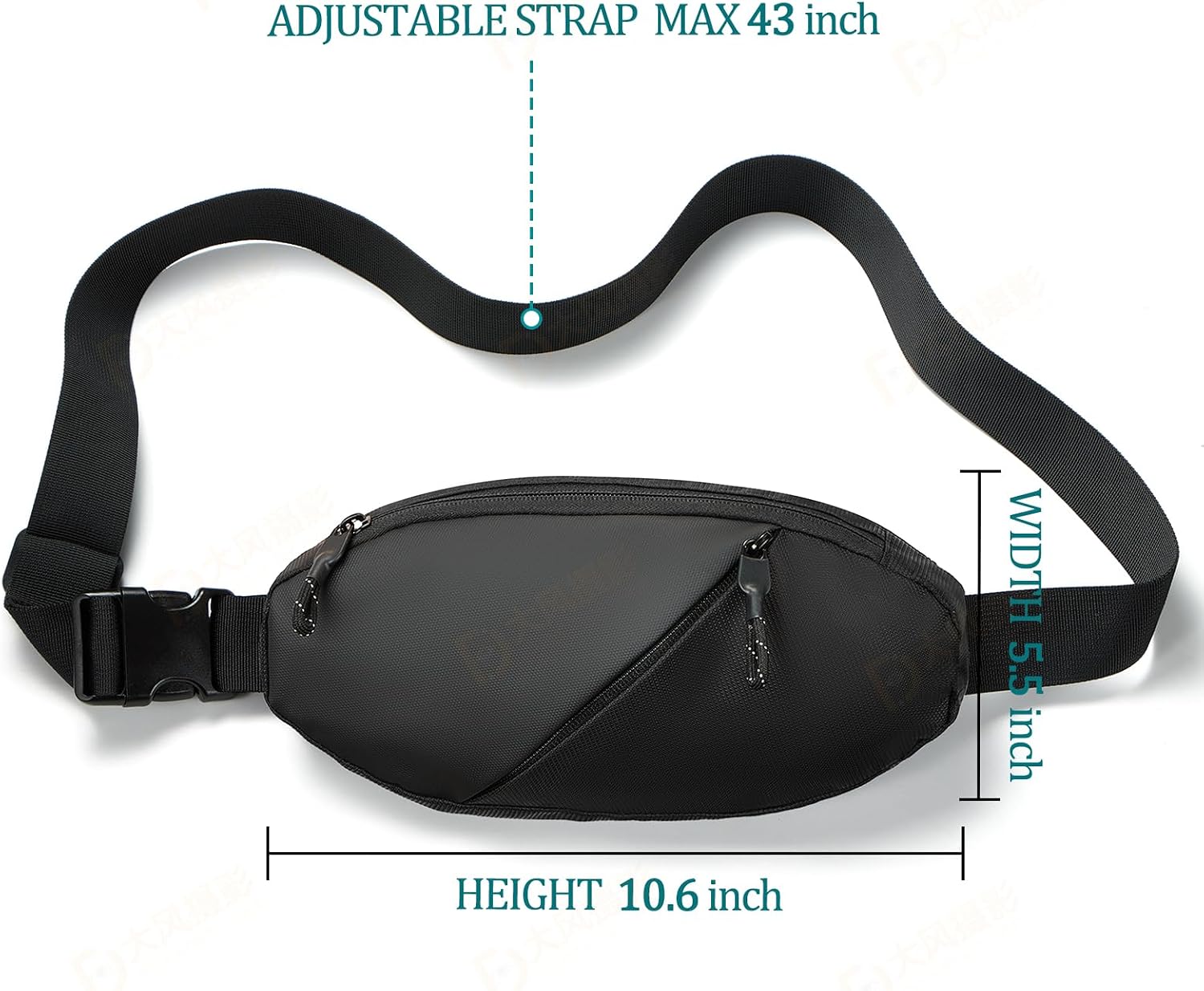 Simptech Sling Bag Fanny Pack Crossbody Chest Bag - Water Resistant Dual Pocket Waist Pack, Adjustable Running Belt & Phone Holder for Men Women Hiking Travel