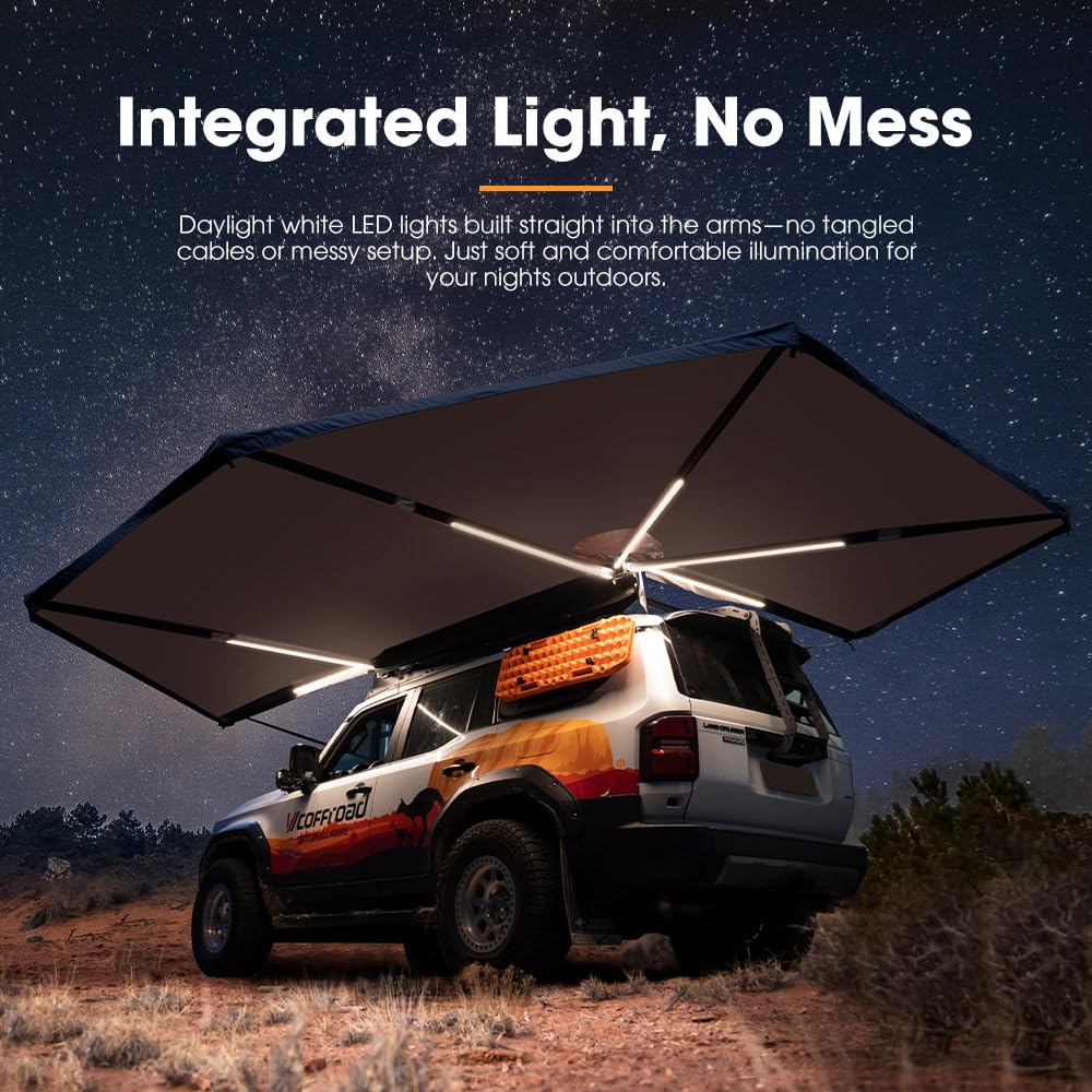 SanHima Vehicle Awning 4.6ft x 6.6ft - Roof Rack Pull Out Side Awning 30ft² Sun Shade UPF50+ Weatherproof for Camping Car SUV Truck Van
