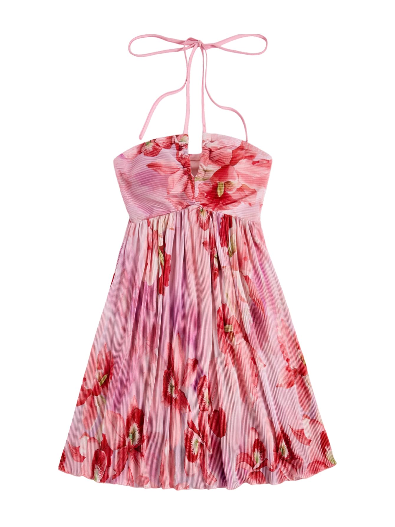 SOLY HUX Women's Tie Dye Cami Dress Halter Backless Sleeveless A Line Short Summer Dresses Sundress