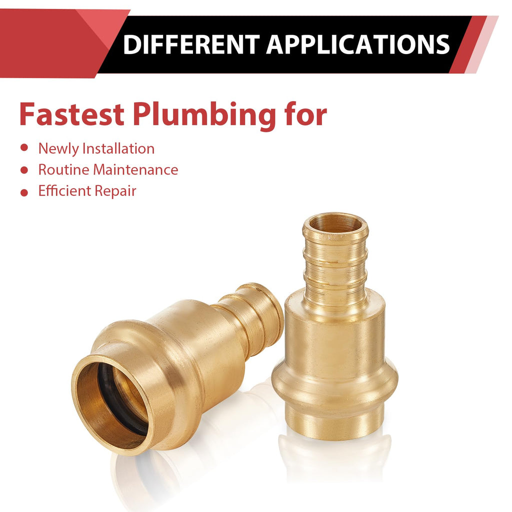 (Pack of 2) EFIELD 1" Copper Press X 1" PEX Crimp Coupling Brass Adapters For Copper and Pex Pipe Connection,(PEX1807388-2PCS)