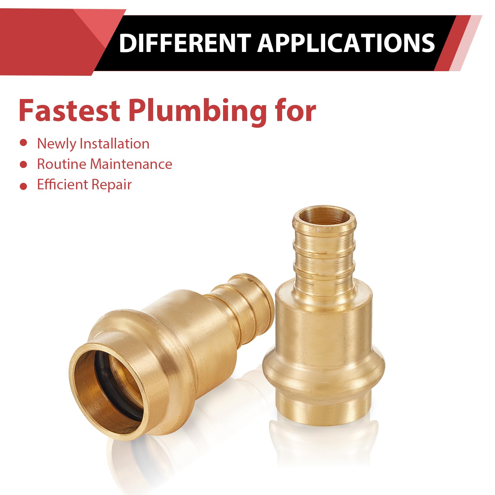 (Pack of 2) EFIELD 1" Copper Press X 1" PEX Crimp Coupling Brass Adapters For Copper and Pex Pipe Connection,(PEX1807388-2PCS)