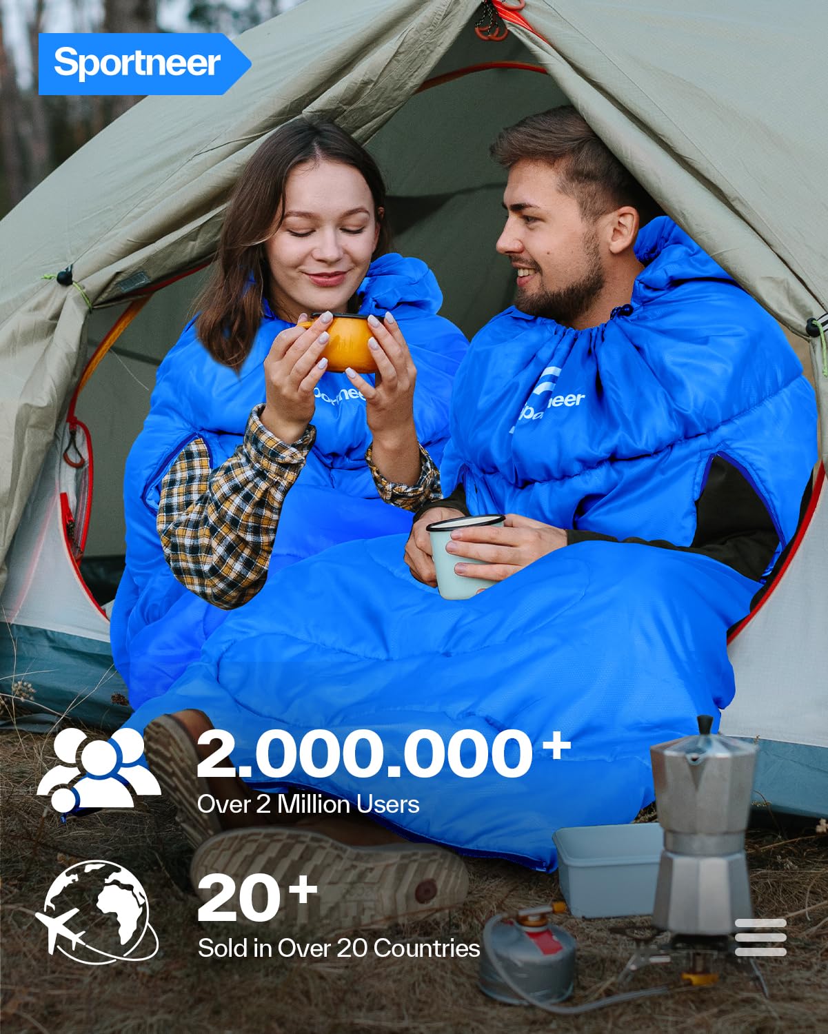 Sportneer Wearable Sleeping Bag for Adults & Kids – Walkable with Arm Zippers, Warm Weather & Cold Waterproof, Compact for Camping, Stadiums, Travel, Backpacking & Car Use