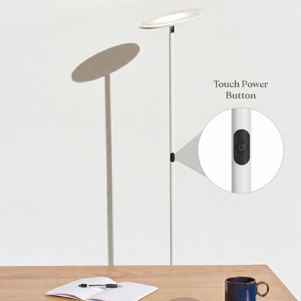 Brightech Sky LED Floor lamp, Torchiere Super Bright Floor Lamp for Living Room Decor & Office - Dimmable, Tall Standing Lamp with Warm Light for Bedroom & Reading - Bronze