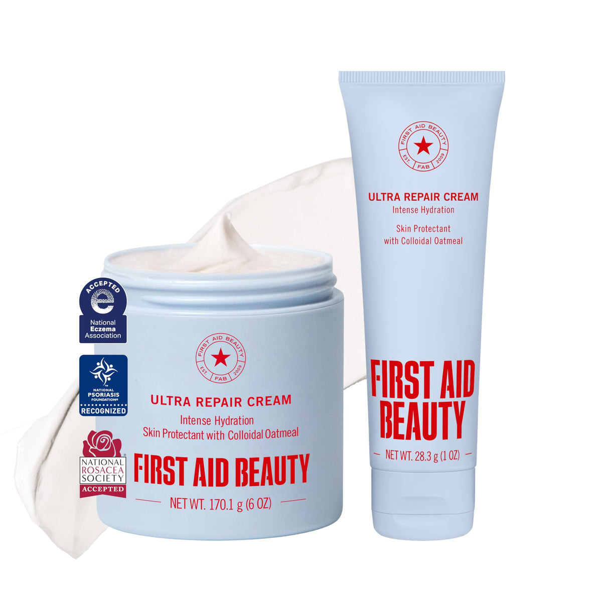 First Aid Beauty Ultra Repair Cream, Intense Hydration Face & Body Moisturizer with Colloidal Oatmeal, Helps Relieve Eczema, Dry Skin Barrier Repair, Fragrance Free