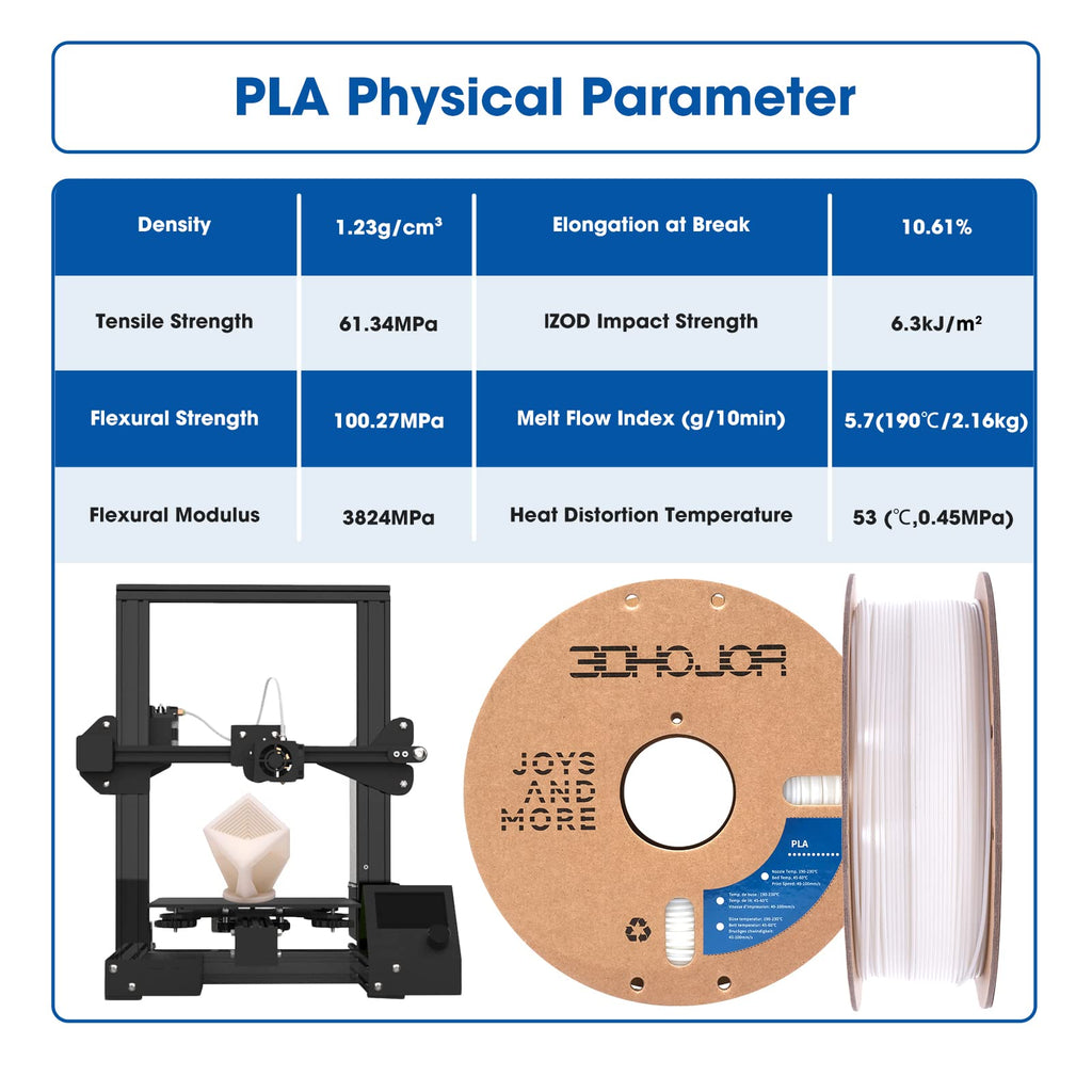 3DHoJor PLA Filament 1.75mm,3D Printing Filament,1kg*2 Cardboard Spool, Fit Most FDM 3D Printer,Dimensional Accuracy +/- 0.03 mm,Vacuum Packaging-2Pack Black