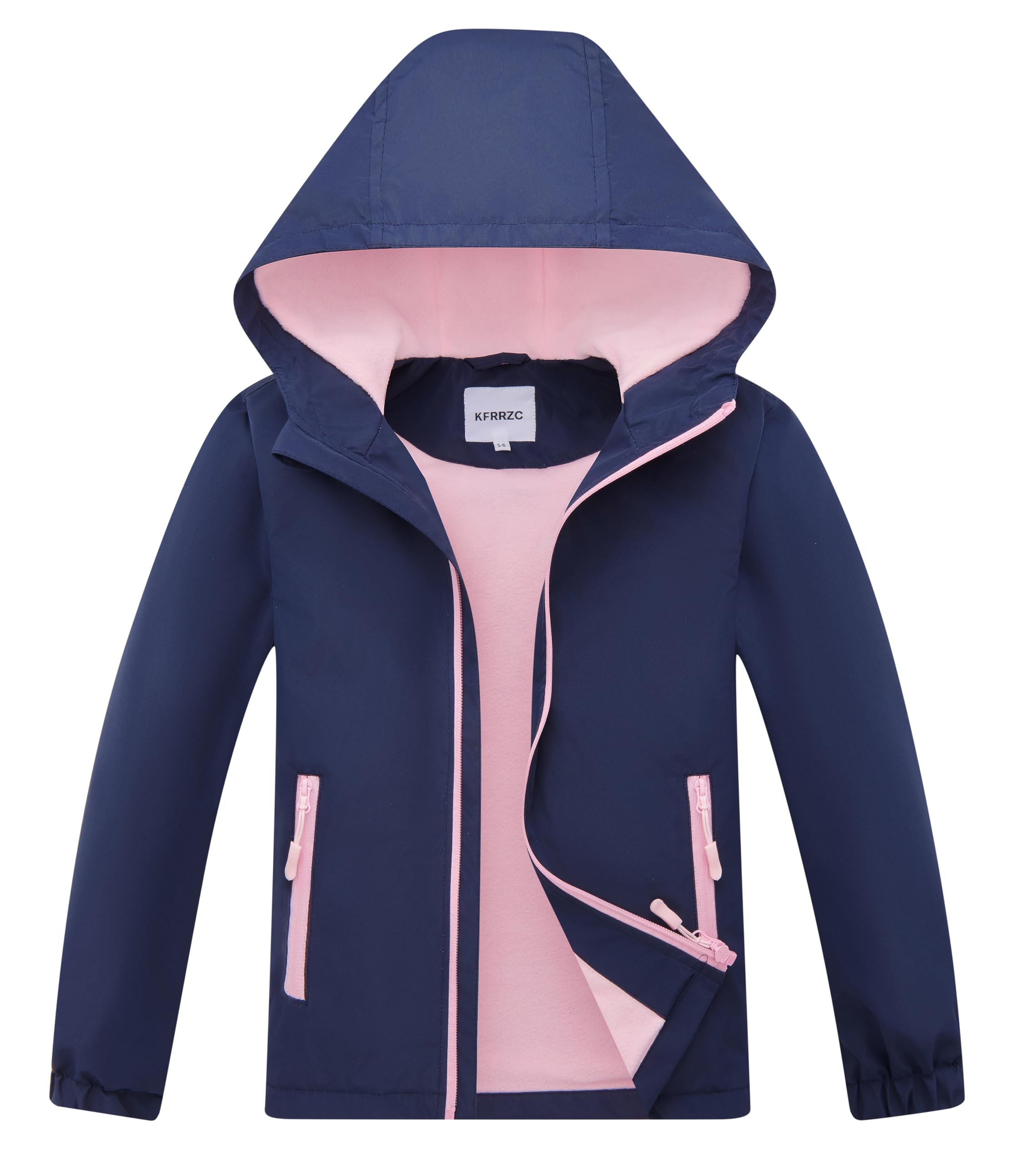 Boys Girls Rain Jackets Waterproof Hooded Fleece Raincoats Lightweight Windbreakers for Kids