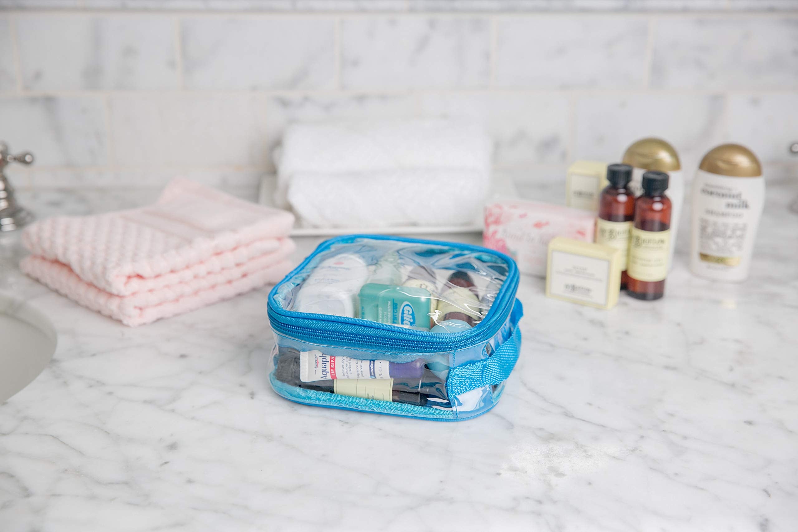 EzPacking Clear TSA Approved 3-1-1 Travel Toiletry Bag for Carry On/Quart Size Transparent Liquids Pouch for Airport Security/Reusable See Through Vinyl & PVC Plastic Organizer Men Women (Black)