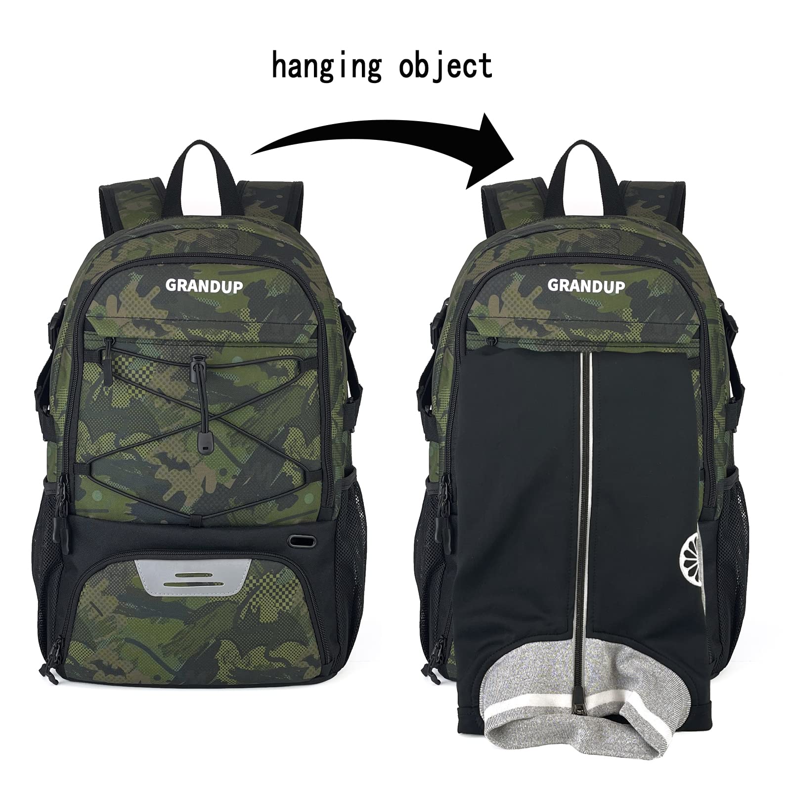 GRANDUP Basketball backpack with ball and shoes compartment Fit Volleyball, soccer, Swim, Gym, Travel, and School, large capacity sports training equipment bags