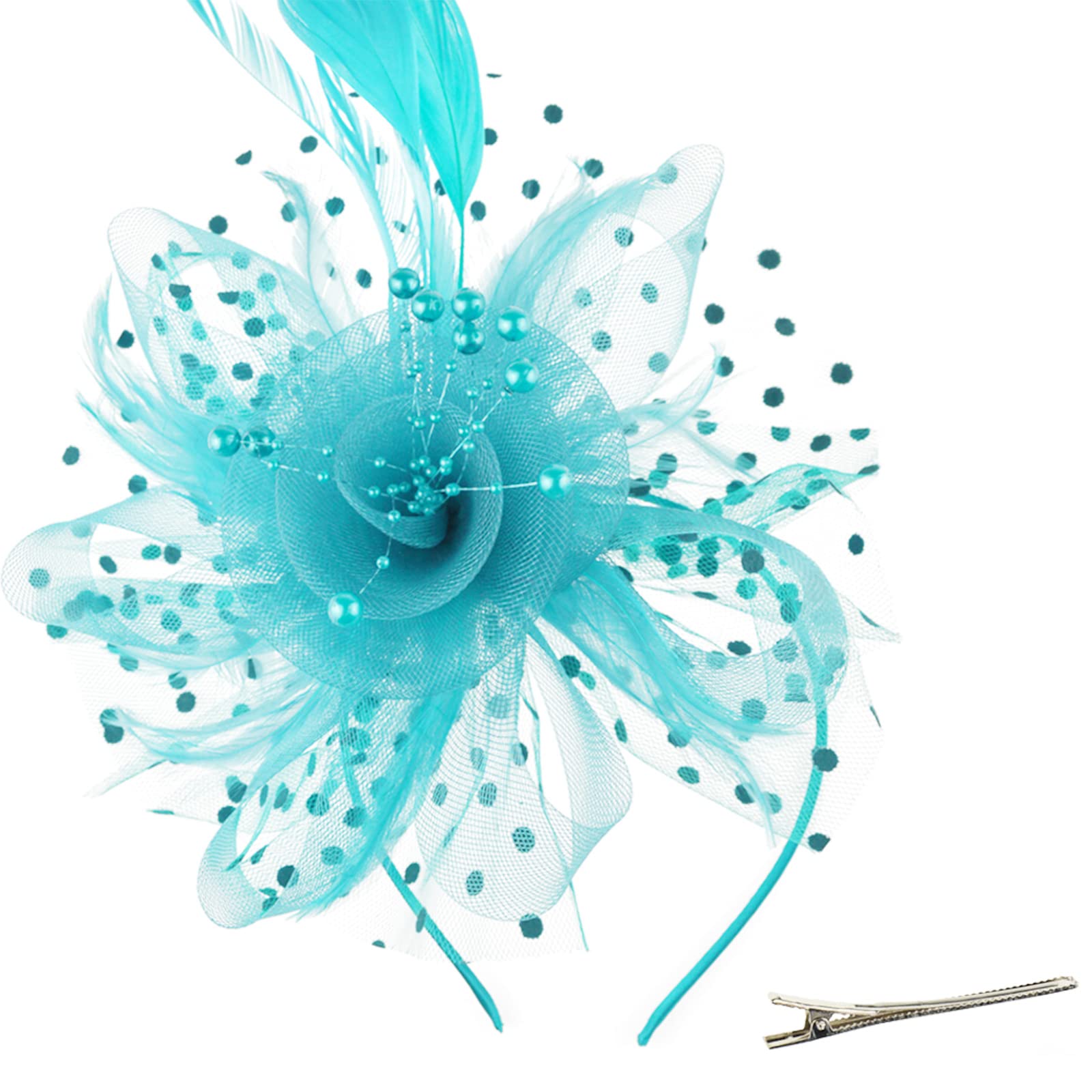 AQOKKA Women Fascinators Hats Flower Fascinators with Headband and Clip Tea Party Headwear for Women and Girls