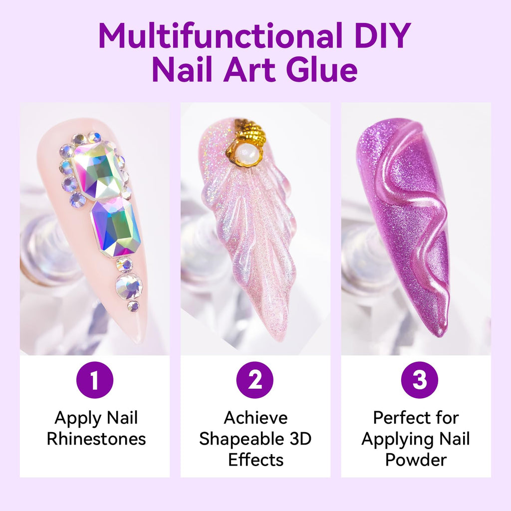 Makartt Rhinestone Glue for Nails: Super Strong Gel Nail Glue for Nail Charms Gems Decorations, 3D Gel Nail Art Bling Jewel Diamonds for Salon & DIY Manicure, 30ML UV Lamp Cured Need Beauty Gifts