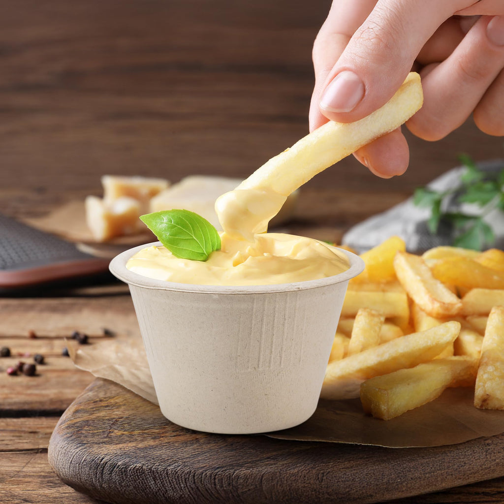 4oz Disposable Paper Cups [100-Pack], Sturdy Small/Mini Paper Cups/bowls, Perfect for Dip Sauce, Tasting and Snacks, 100% Compostable Sample Cups