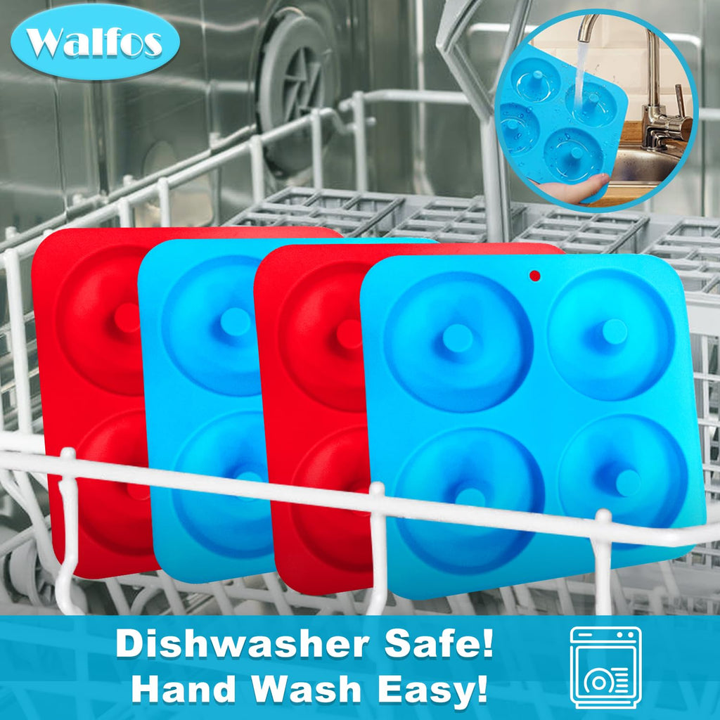 Walfos Donut Pan for Baking - Non-Stick Silicone Doughnut Pan Set, Silicone Donut Mold Heat Resistant, Make Perfect Donut Cake Biscuit Bagels, BPA FREE and Dishwasher Safe, Set of 3