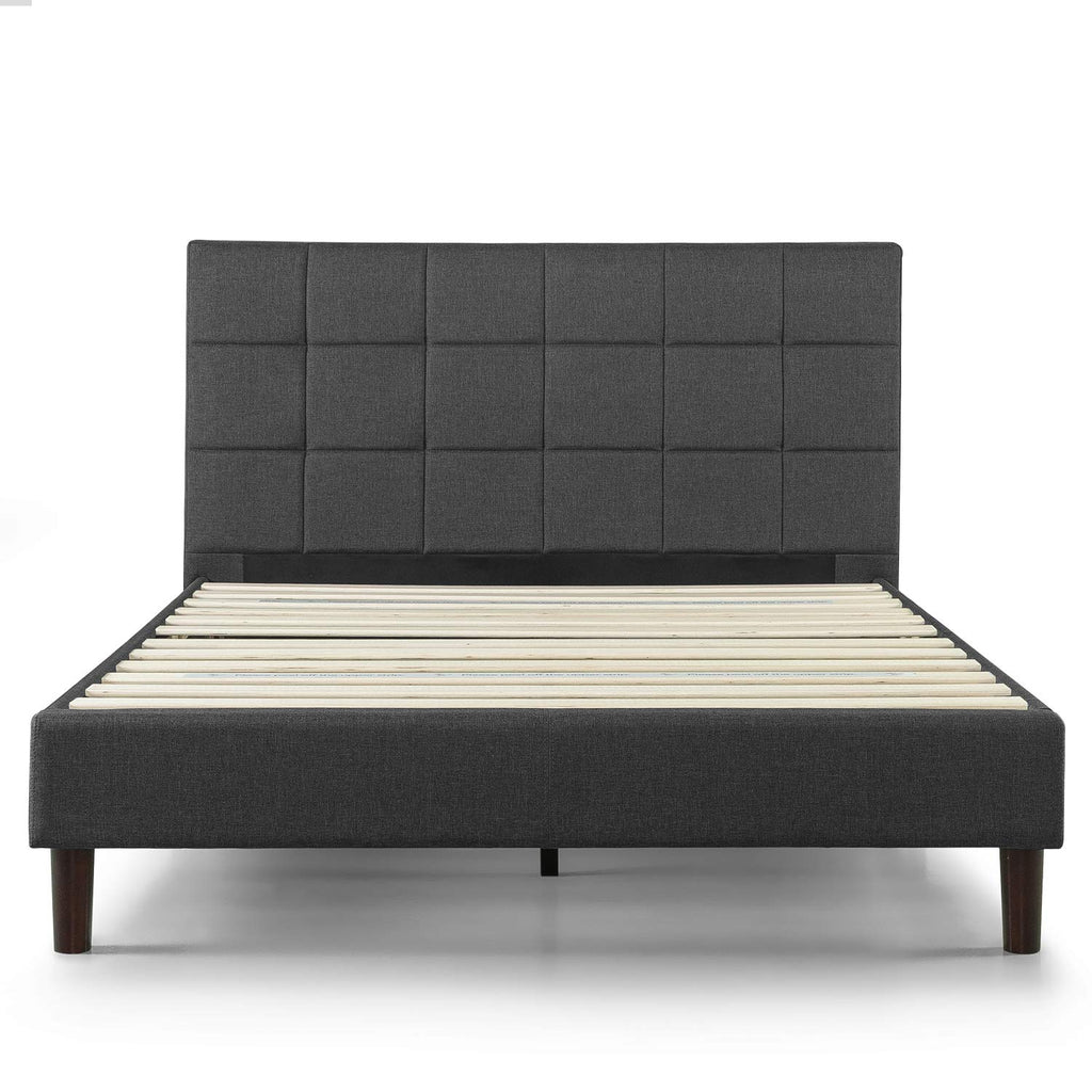 ZINUS Lottie Upholstered Platform Bed Frame with Short Headboard, Mattress Foundation, Wood Slat Support, No Box Spring Needed, Easy Assembly, Beige, Full